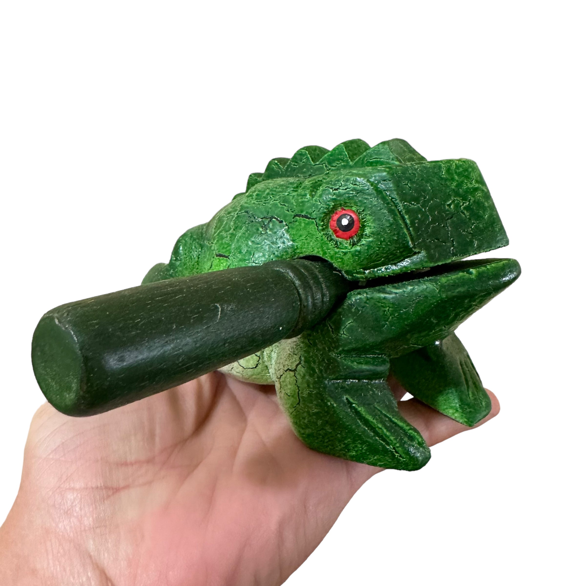 4" Wooden Musical Frog - Green Tree Design (percussion Instrument)