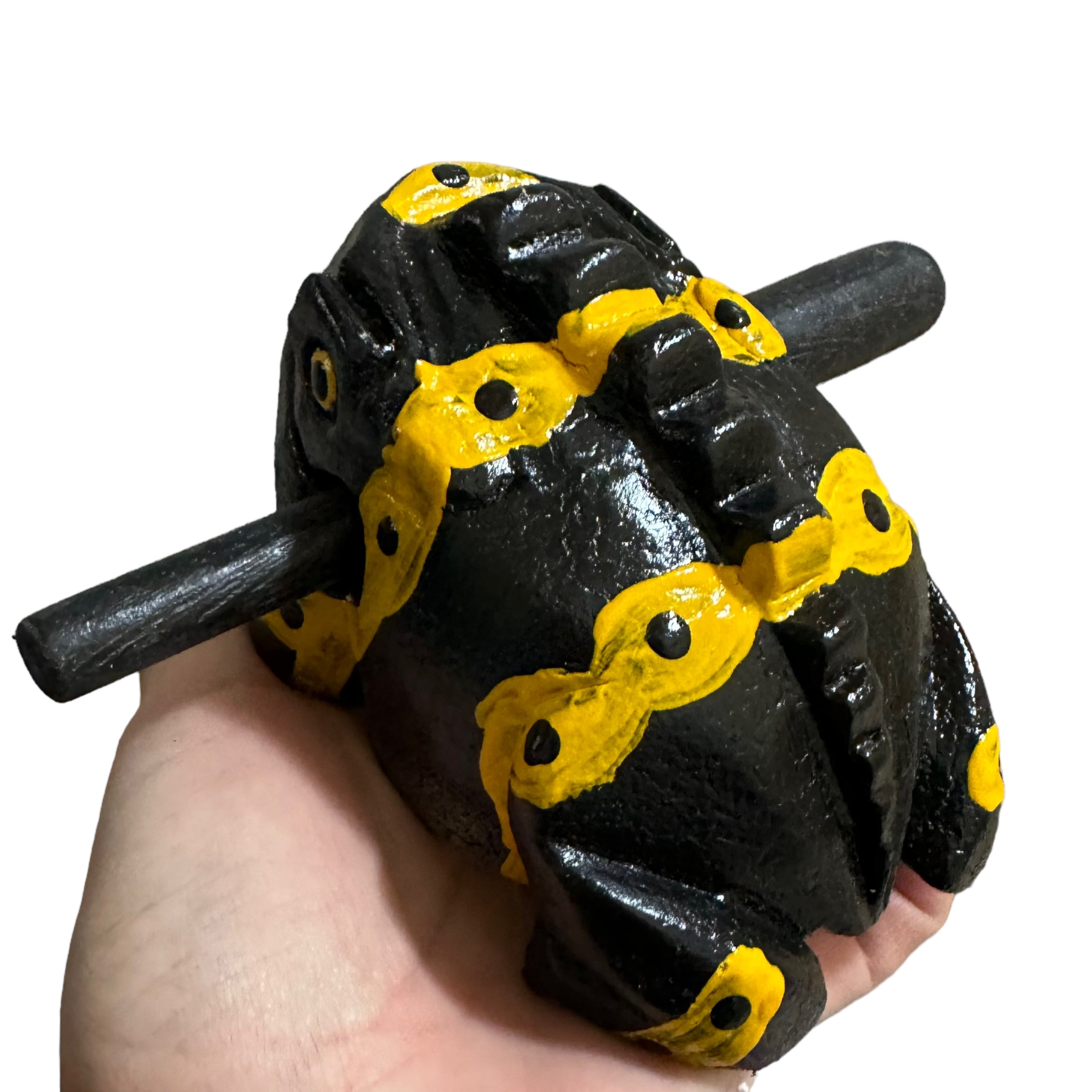 4" Wooden Musical Frog - Yellow Dart Design (percussion Instrument)