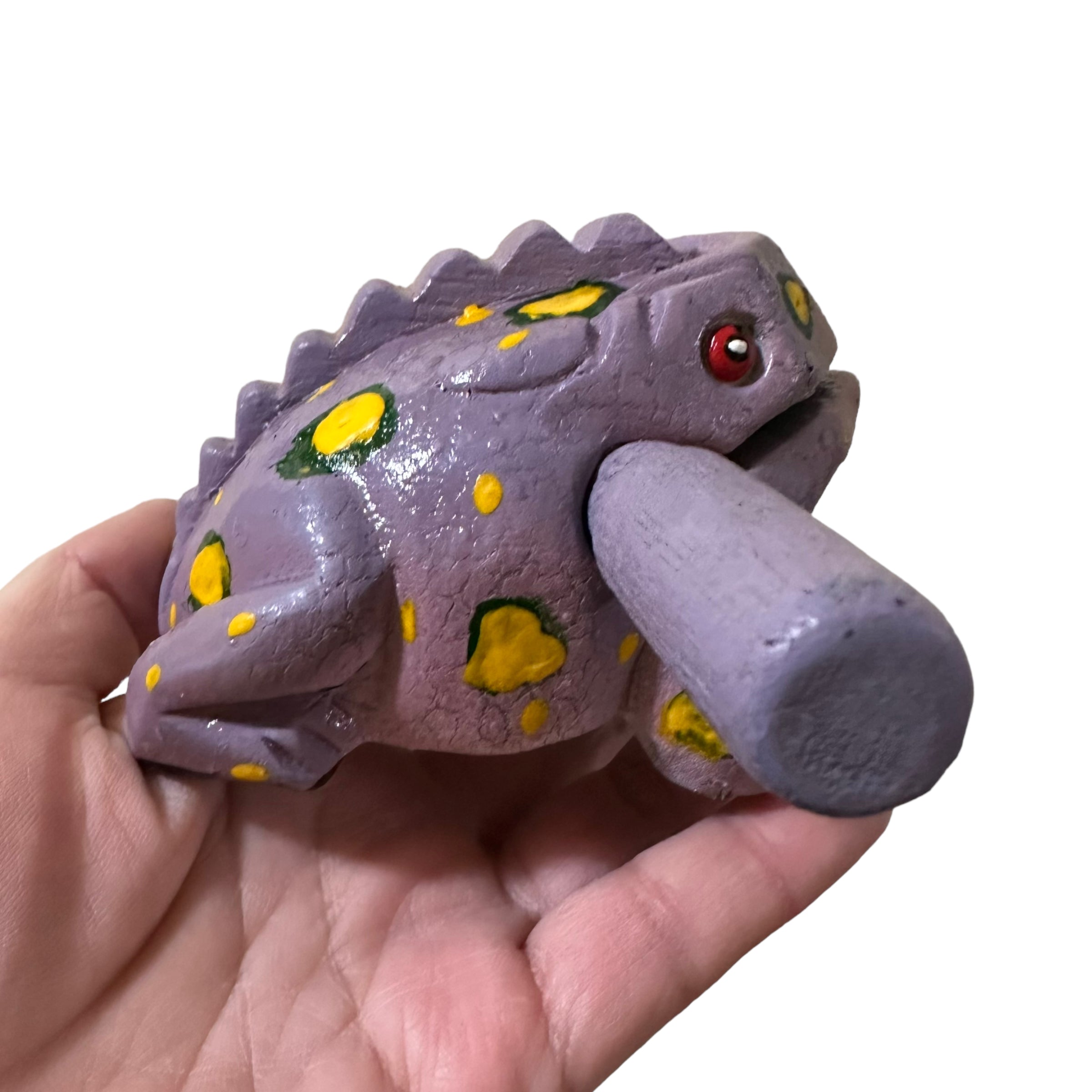 3" Wooden Musical Frog - Lavender Design (percussion Instrument)
