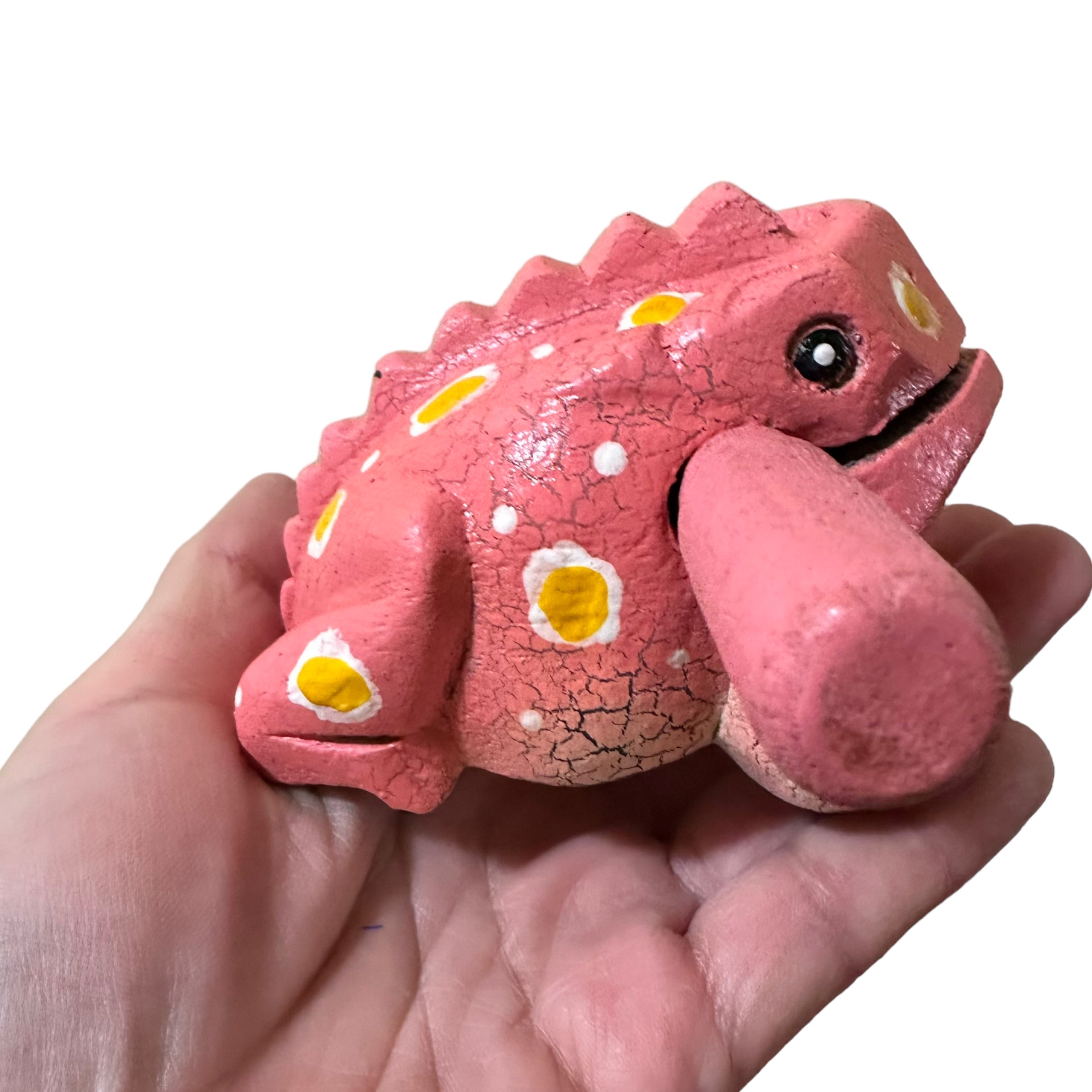 3" Wooden Musical Frog - Peach Design (percussion Instrument)