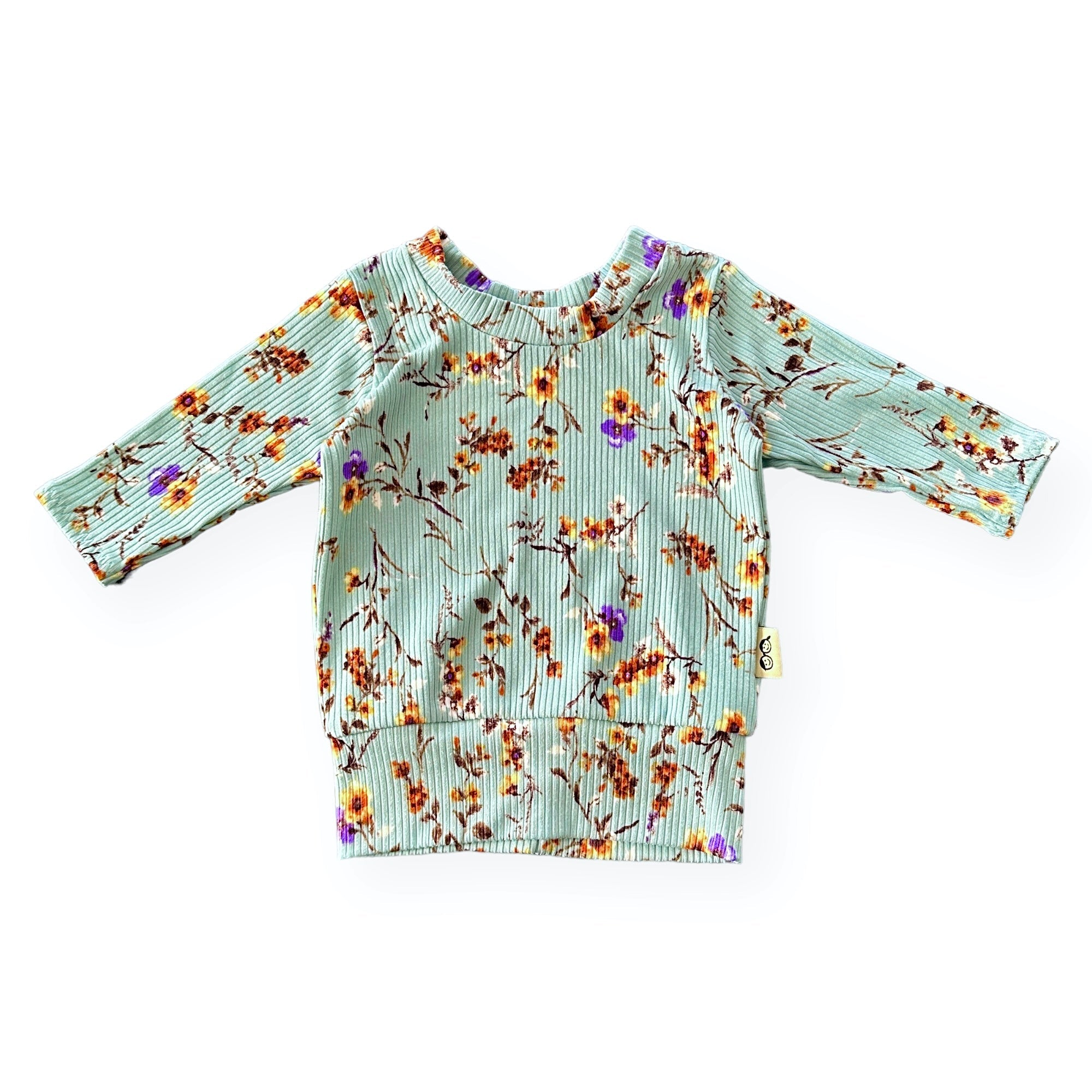 Dried Floral On Sage Ribbed Lounge Top