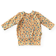 Dainty Floral On Yellow Ribbed Lounge Top