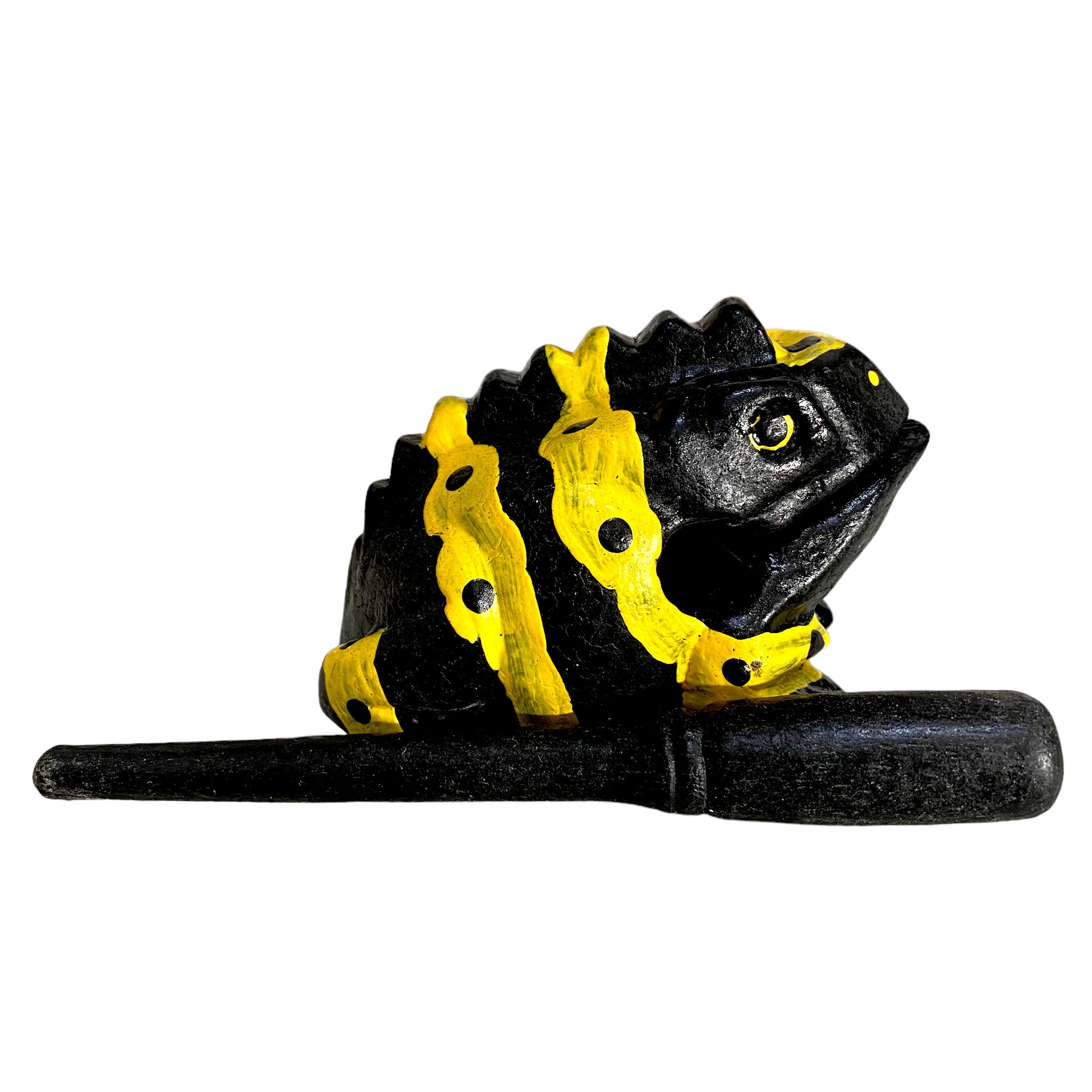 1.5" Wooden Musical Frog - Yellow Dart Design (percussion Instrument)