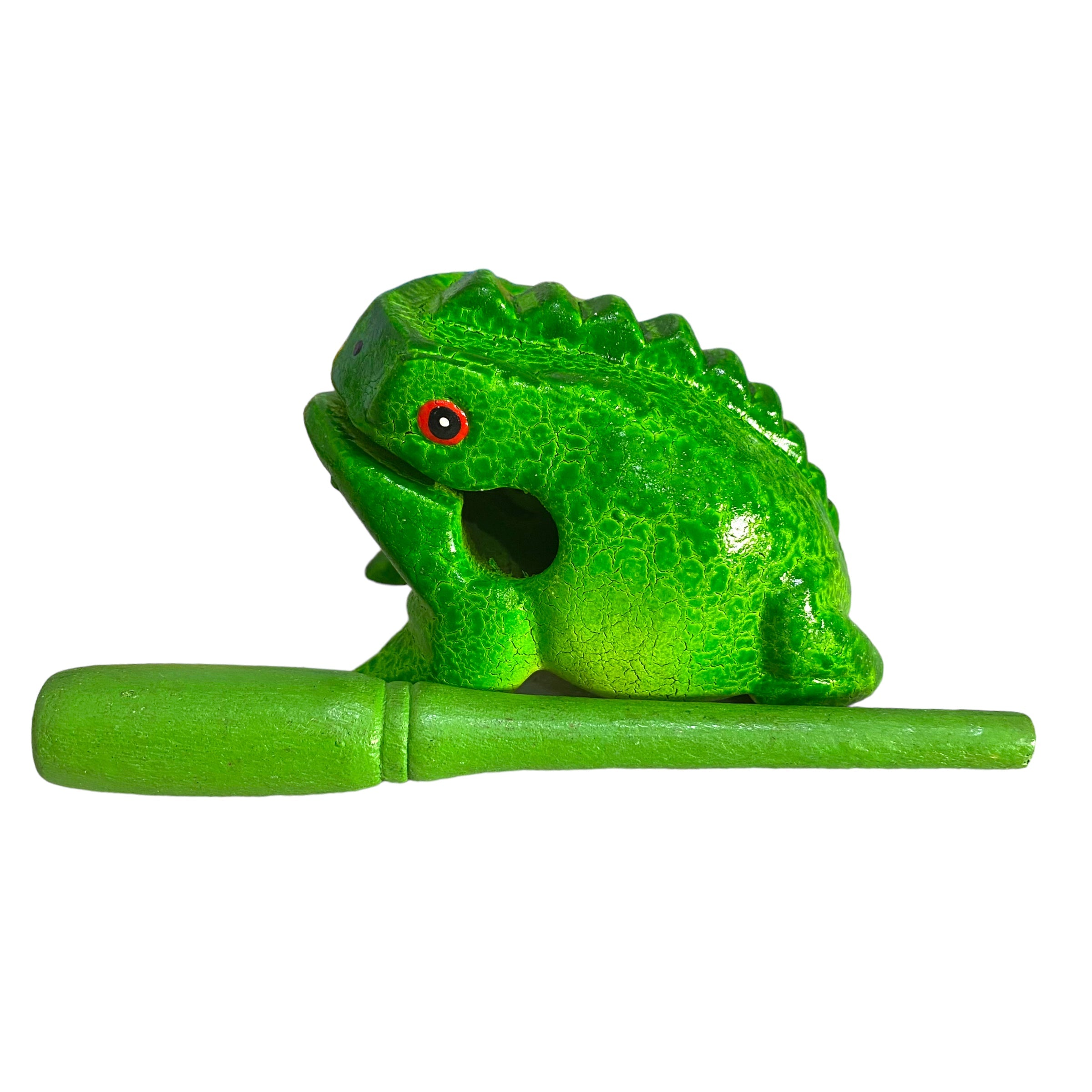 3" Wooden Musical Frog - Green Tree Design (percussion Instrument)