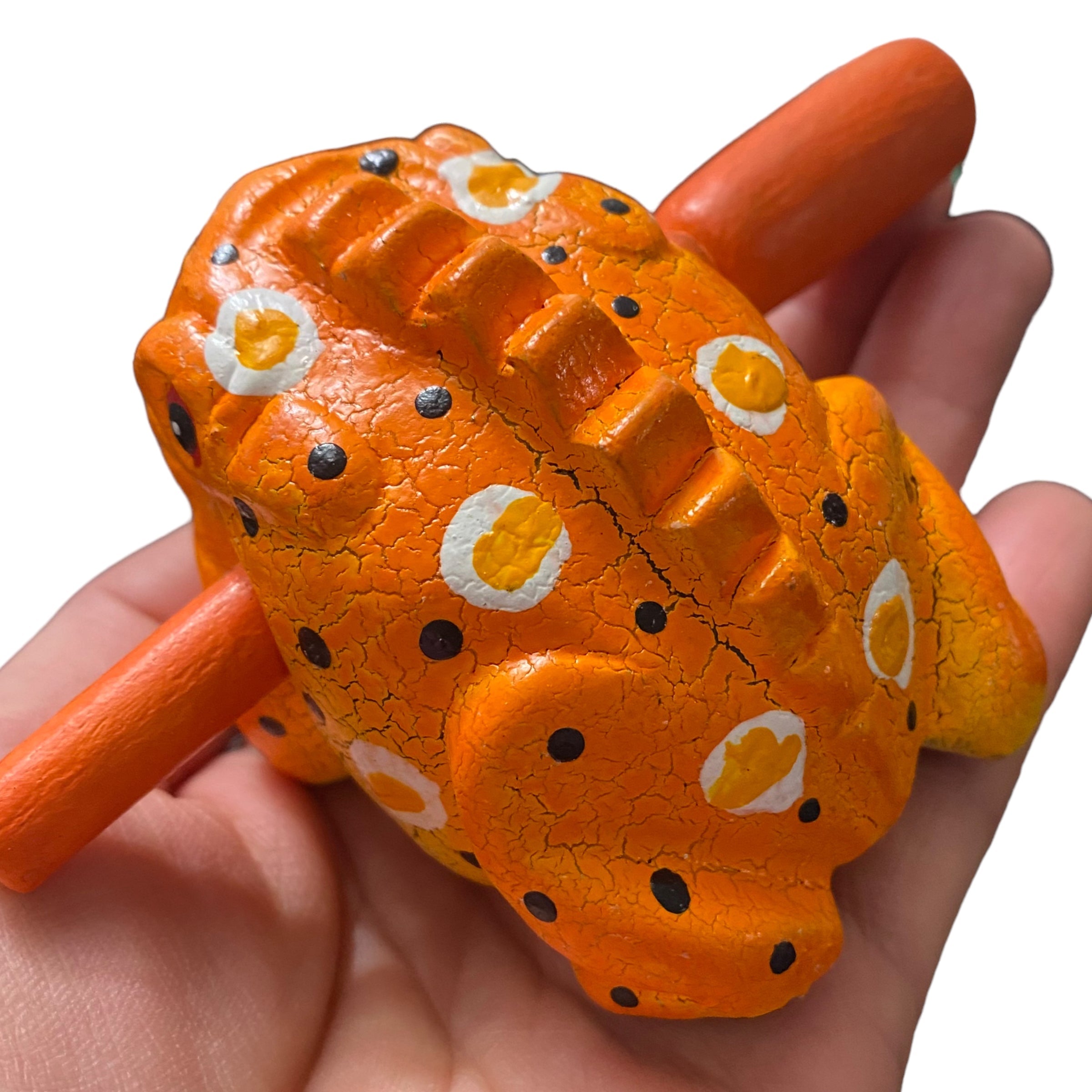 2" Wooden Musical Frog - Pumpkin Design (percussion Instrument)