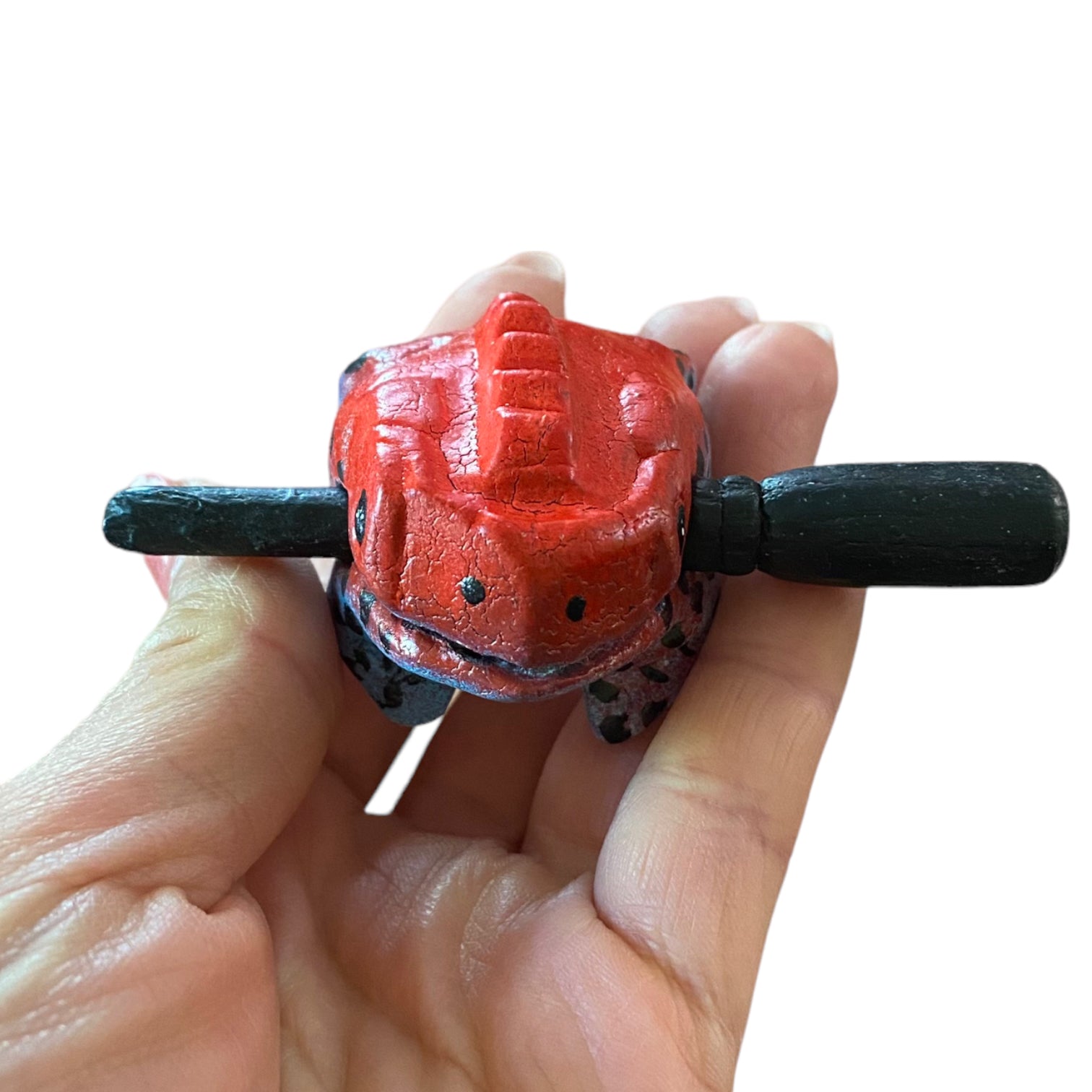 1.5" Wooden Musical Frog - Red Dart Design (percussion Instrument)