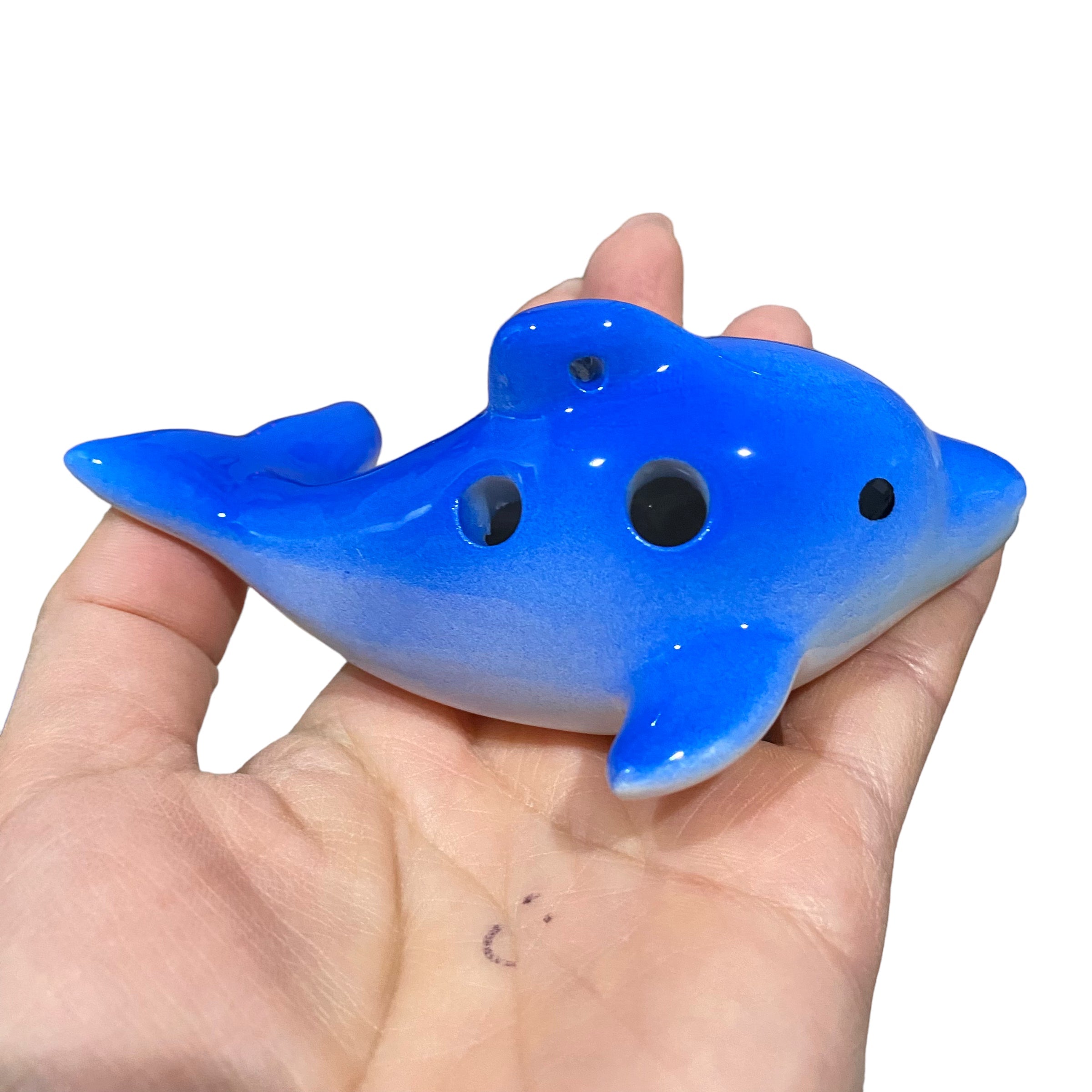 Happy Ceramic Dolphin Ocarina Ocean Blue