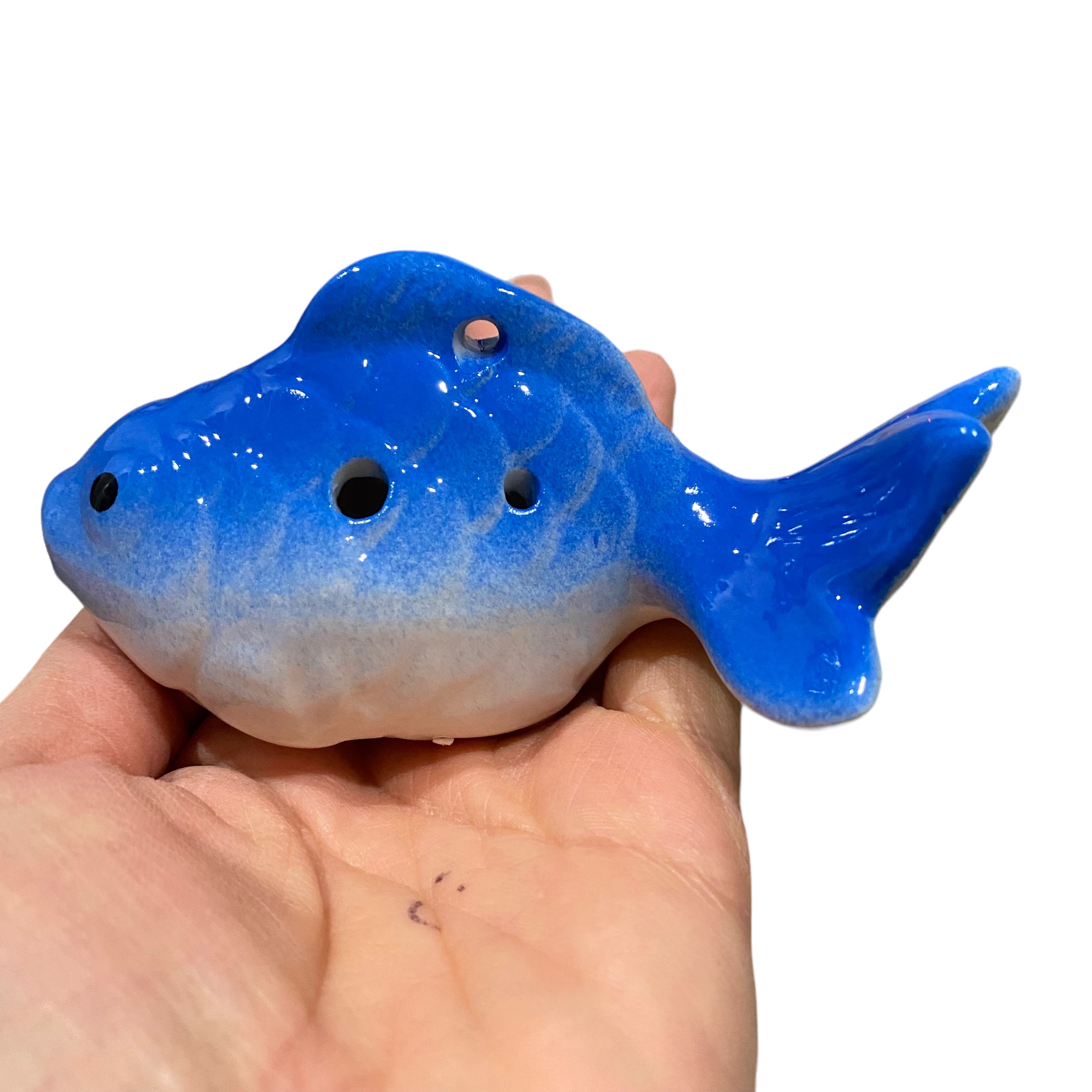 Ceramic Goldfish Ocarina Ocean Blue