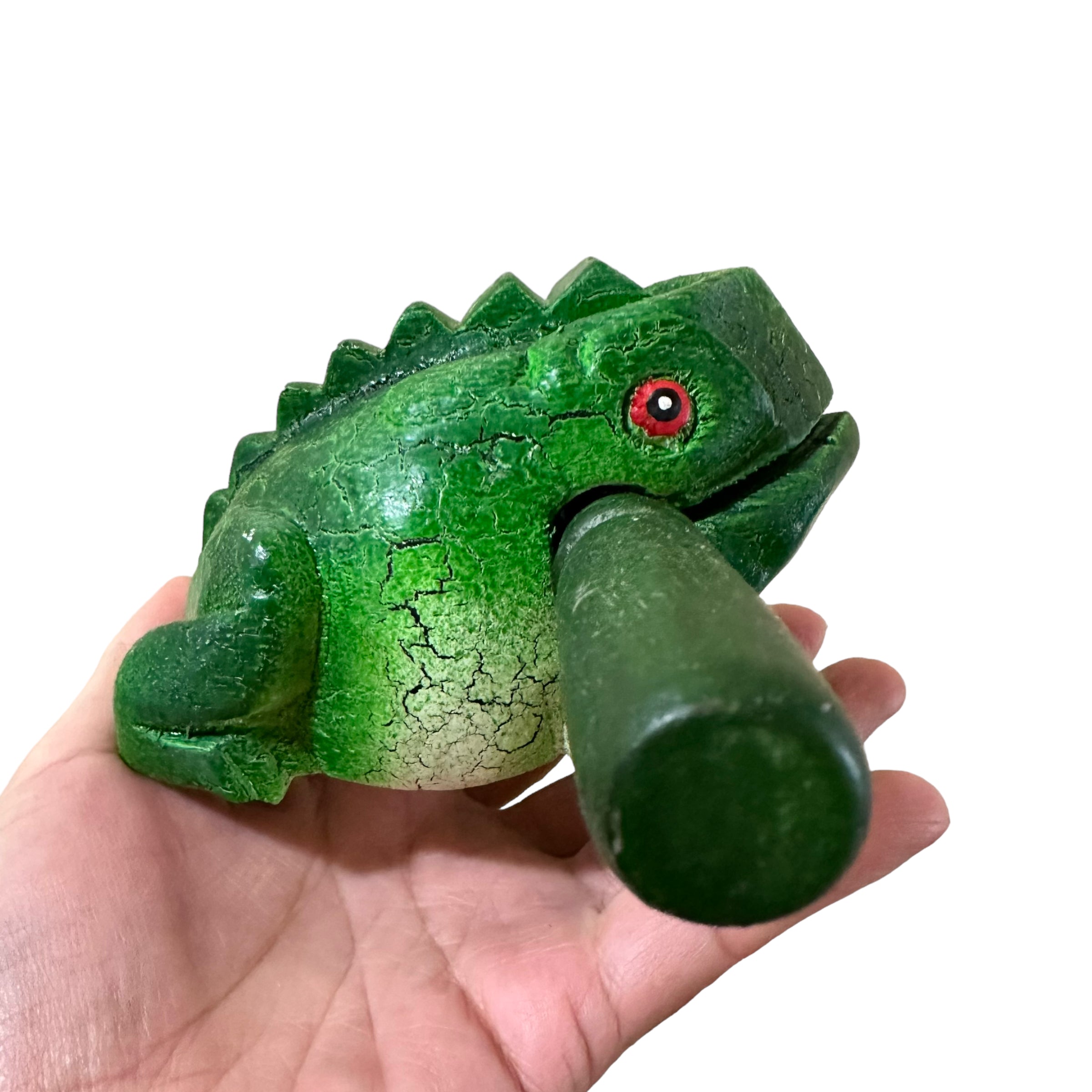 4" Wooden Musical Frog - Green Tree Design (percussion Instrument)