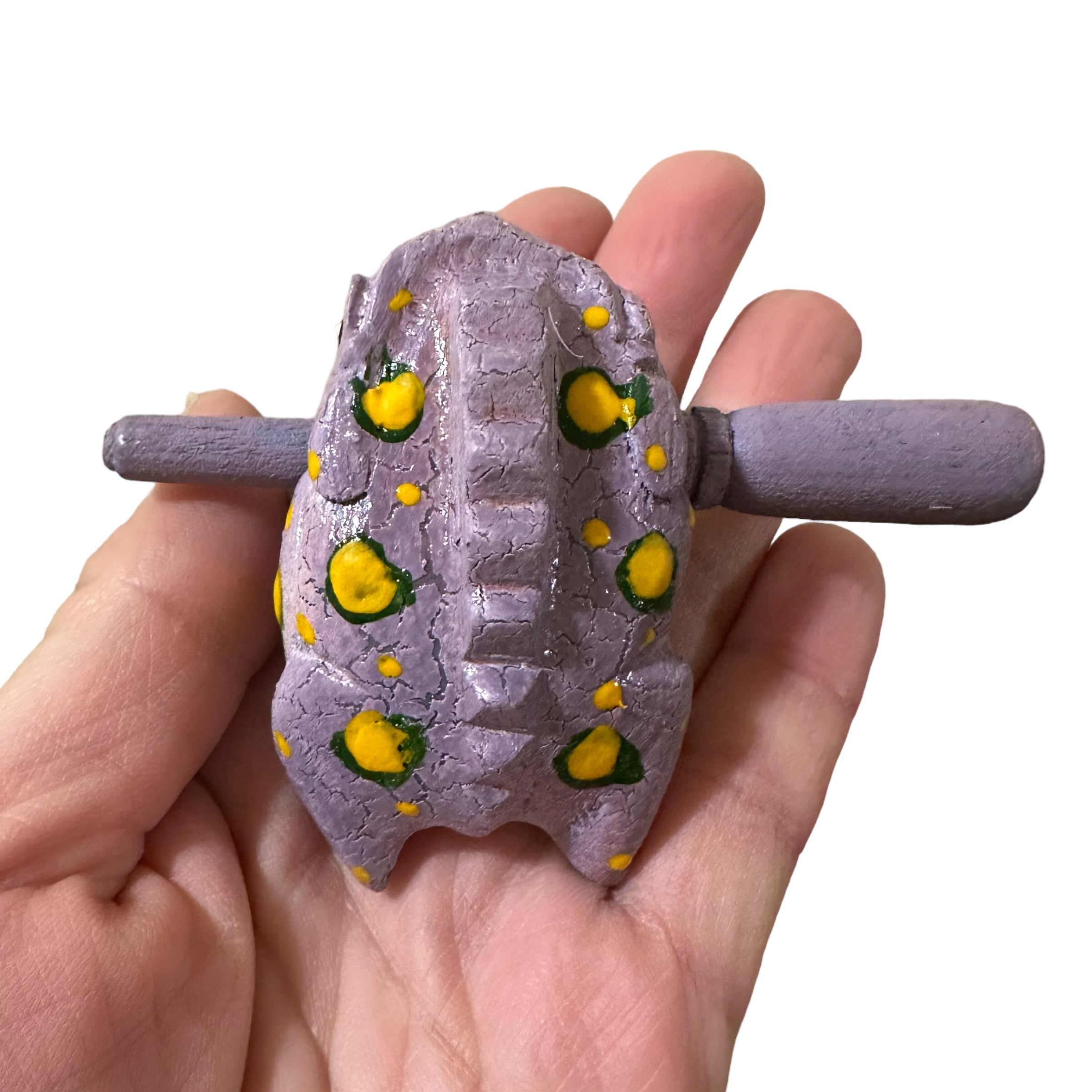 1.5" Wooden Musical Frog - Lavender Design (percussion Instrument)