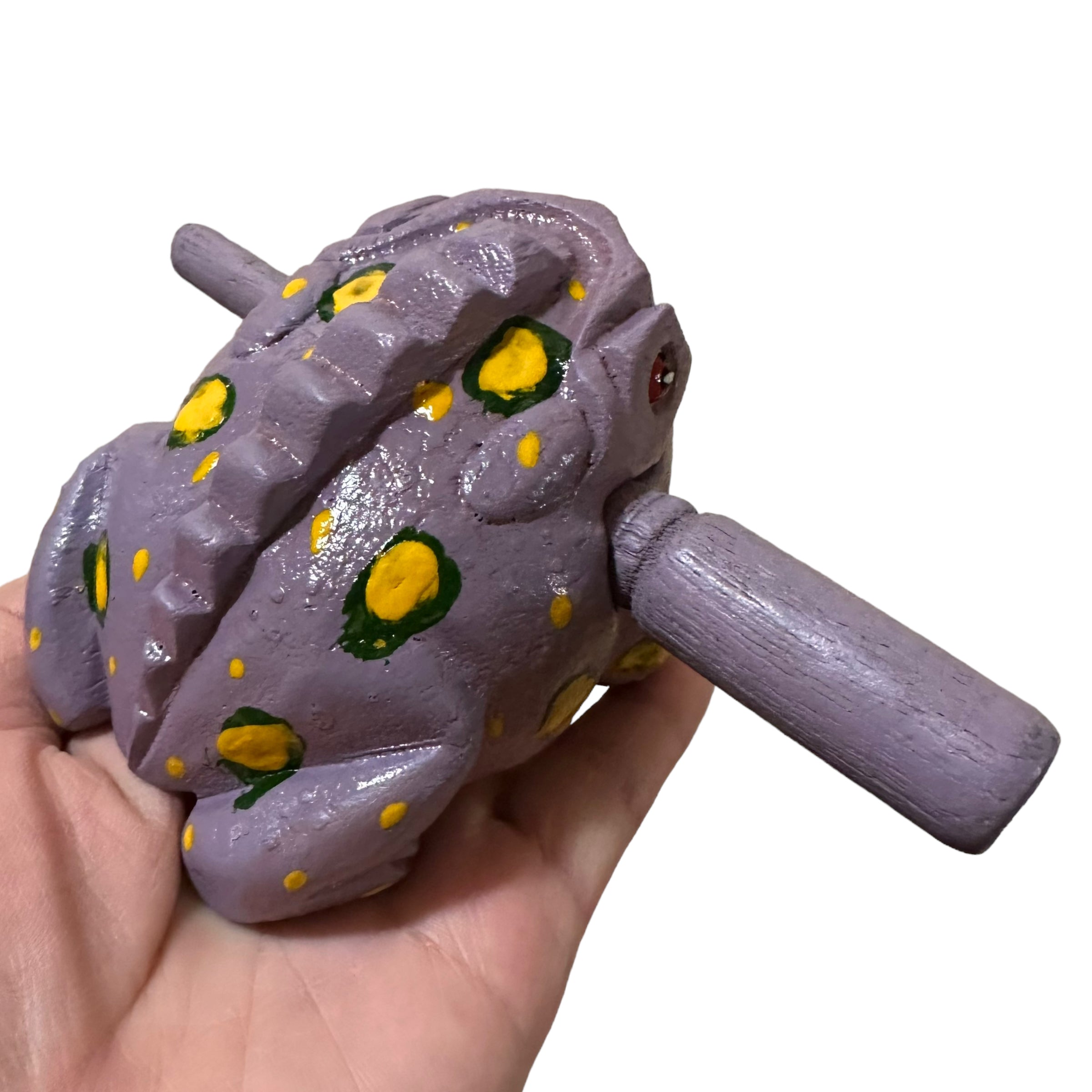 3" Wooden Musical Frog - Lavender Design (percussion Instrument)