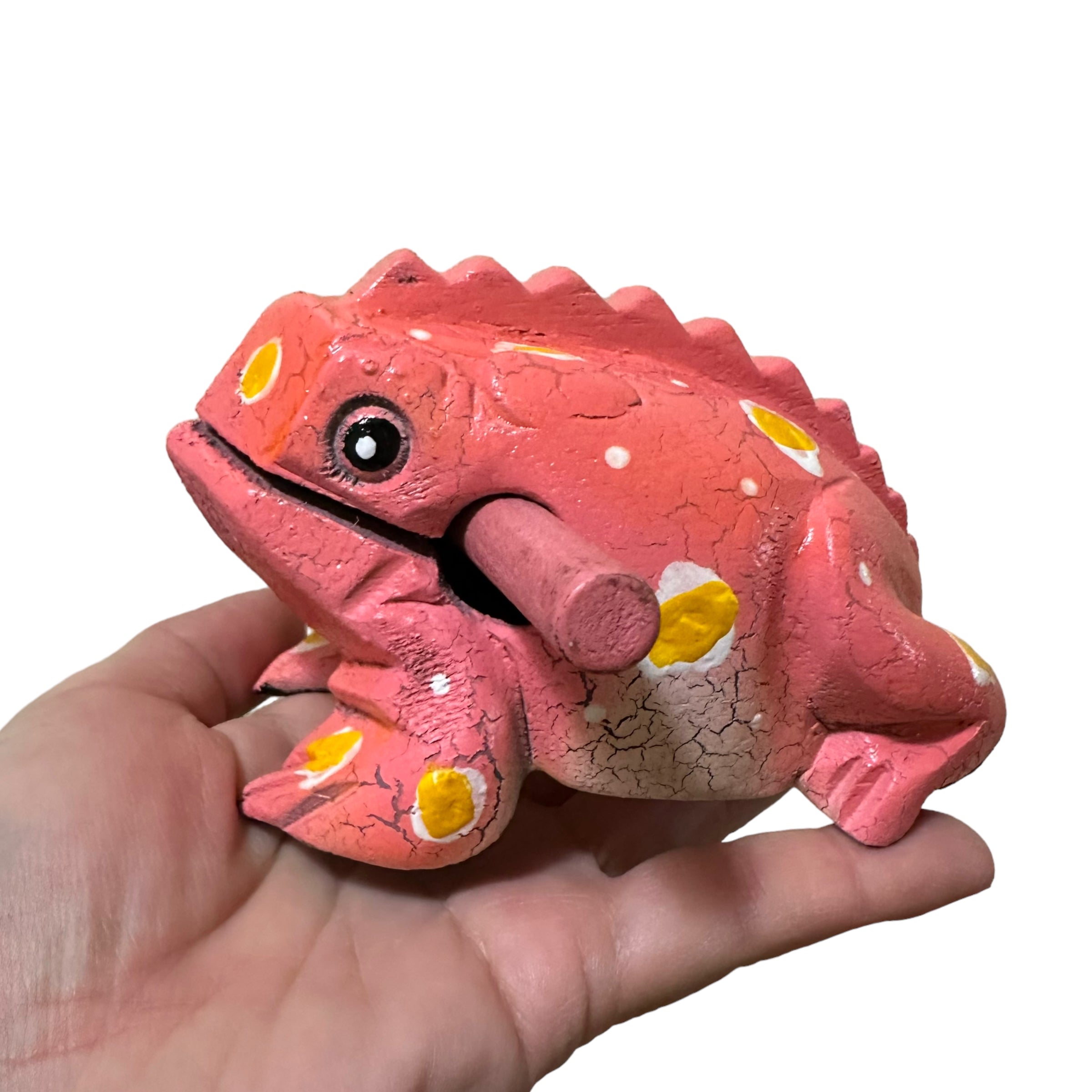 4" Wooden Musical Frog - Peach Design (percussion Instrument)