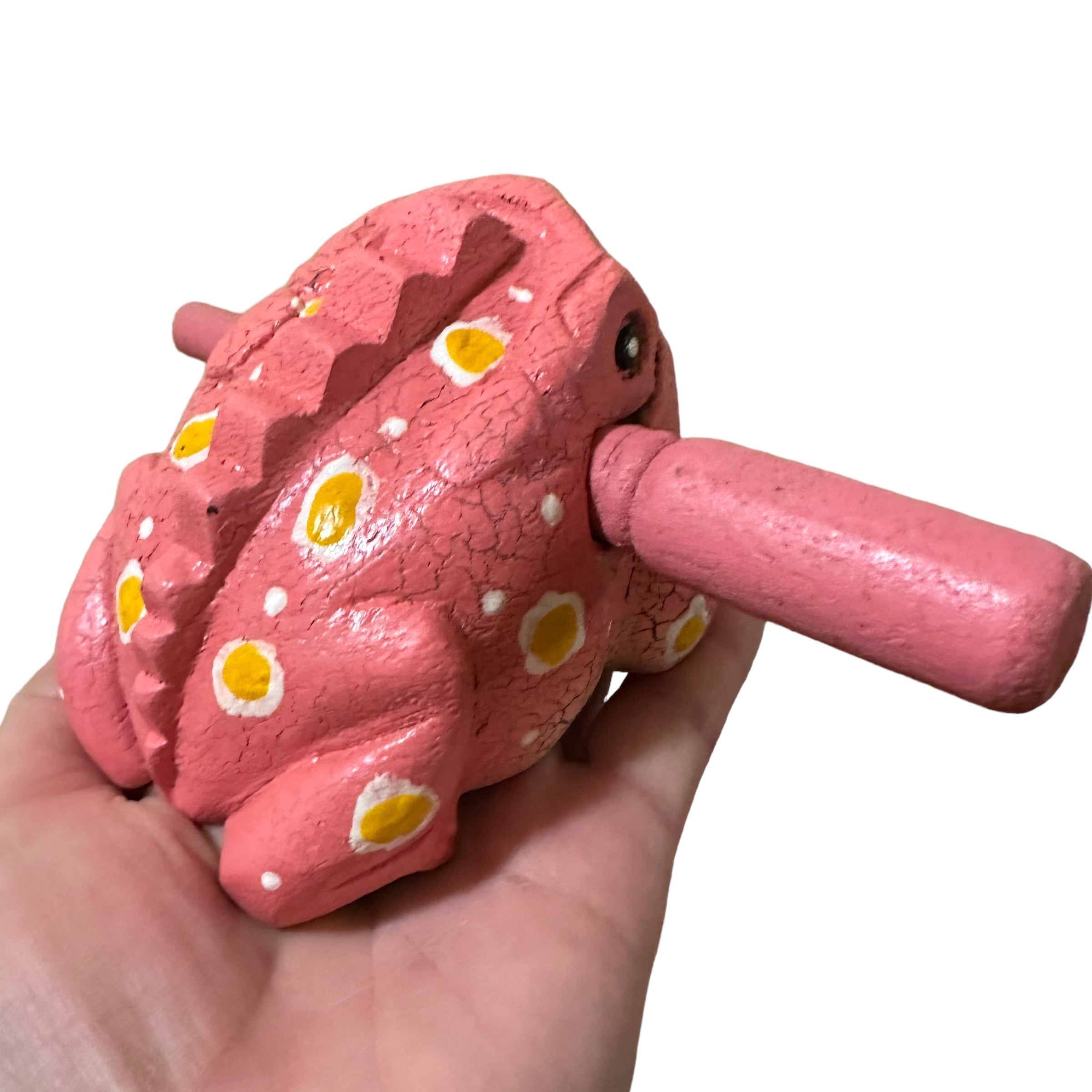 3" Wooden Musical Frog - Peach Design (percussion Instrument)