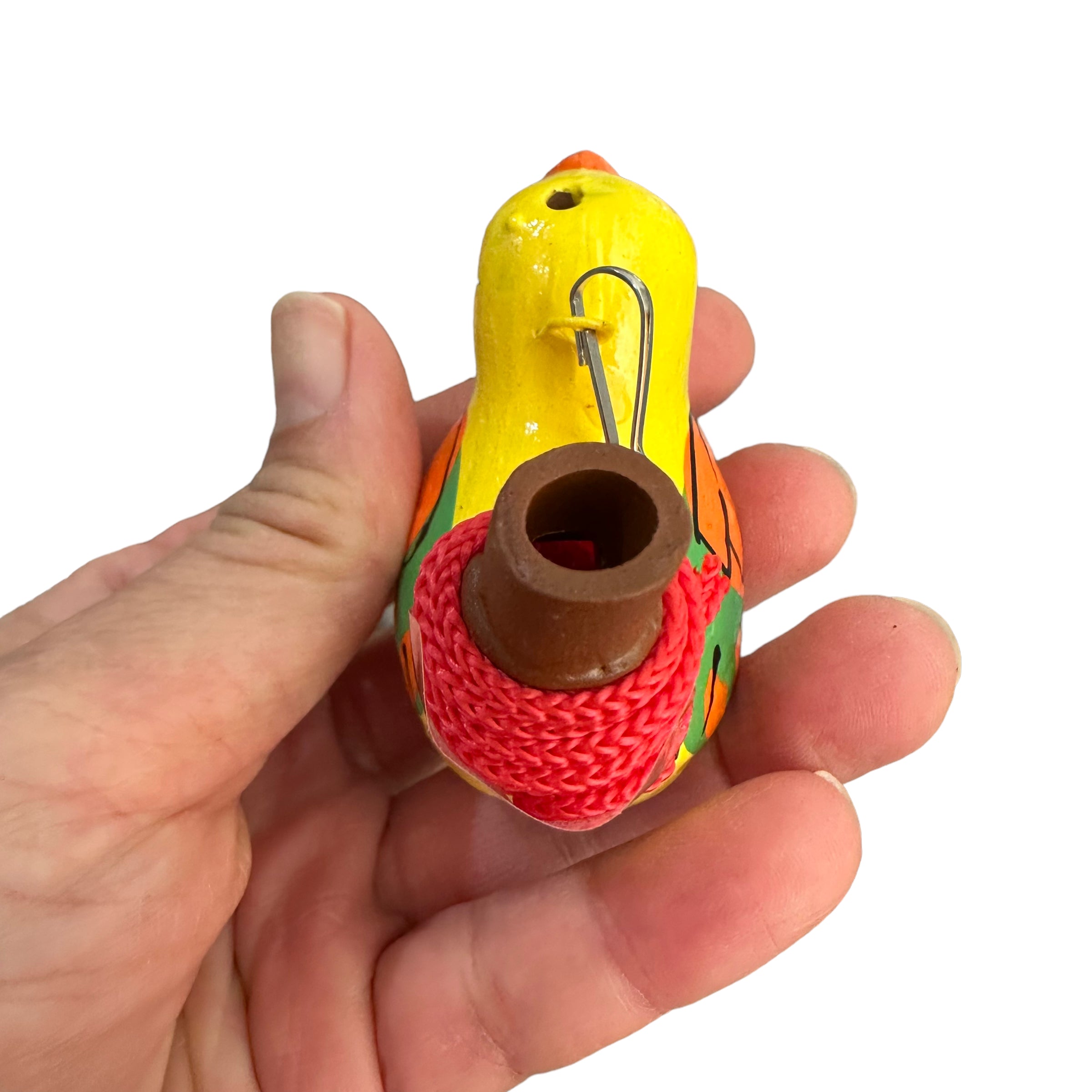Clay Water Whistle Bird (yellow With Dots)