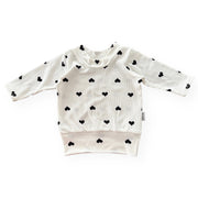Flipped Black Hearts On White Ribbed Lounge Top