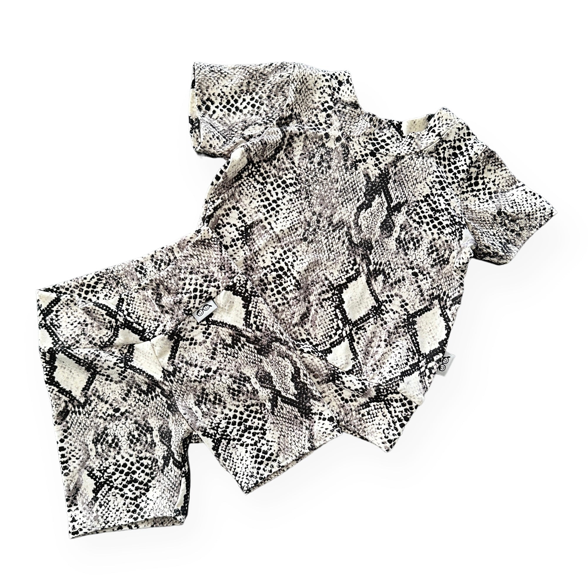 Grey Snake Print Biker Shorts Lounge Set