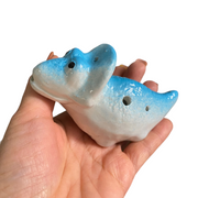 Ceramic Dinosaur Ocarina Blue