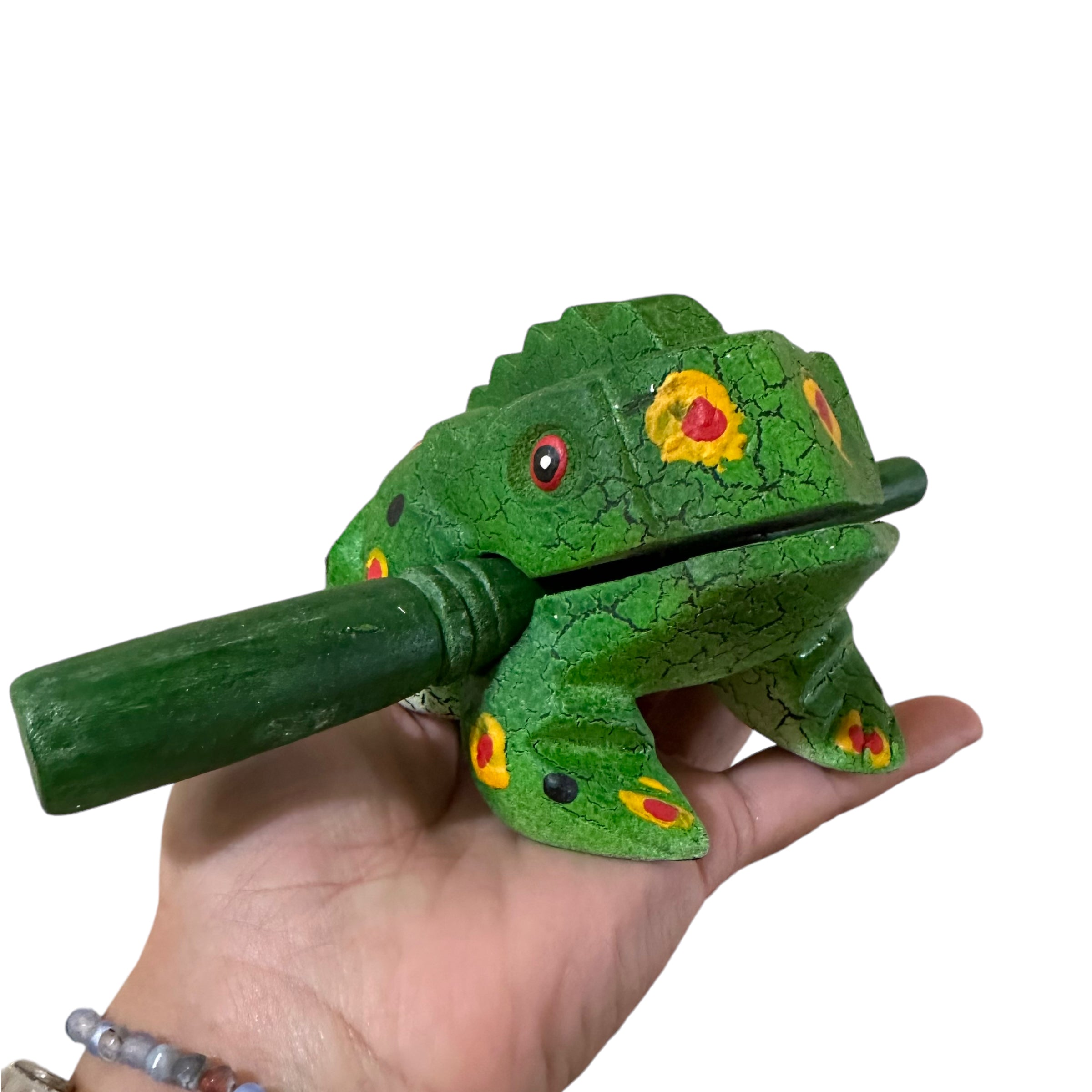 4" Wooden Musical Frog - Green Spring Design (percussion Instrument)