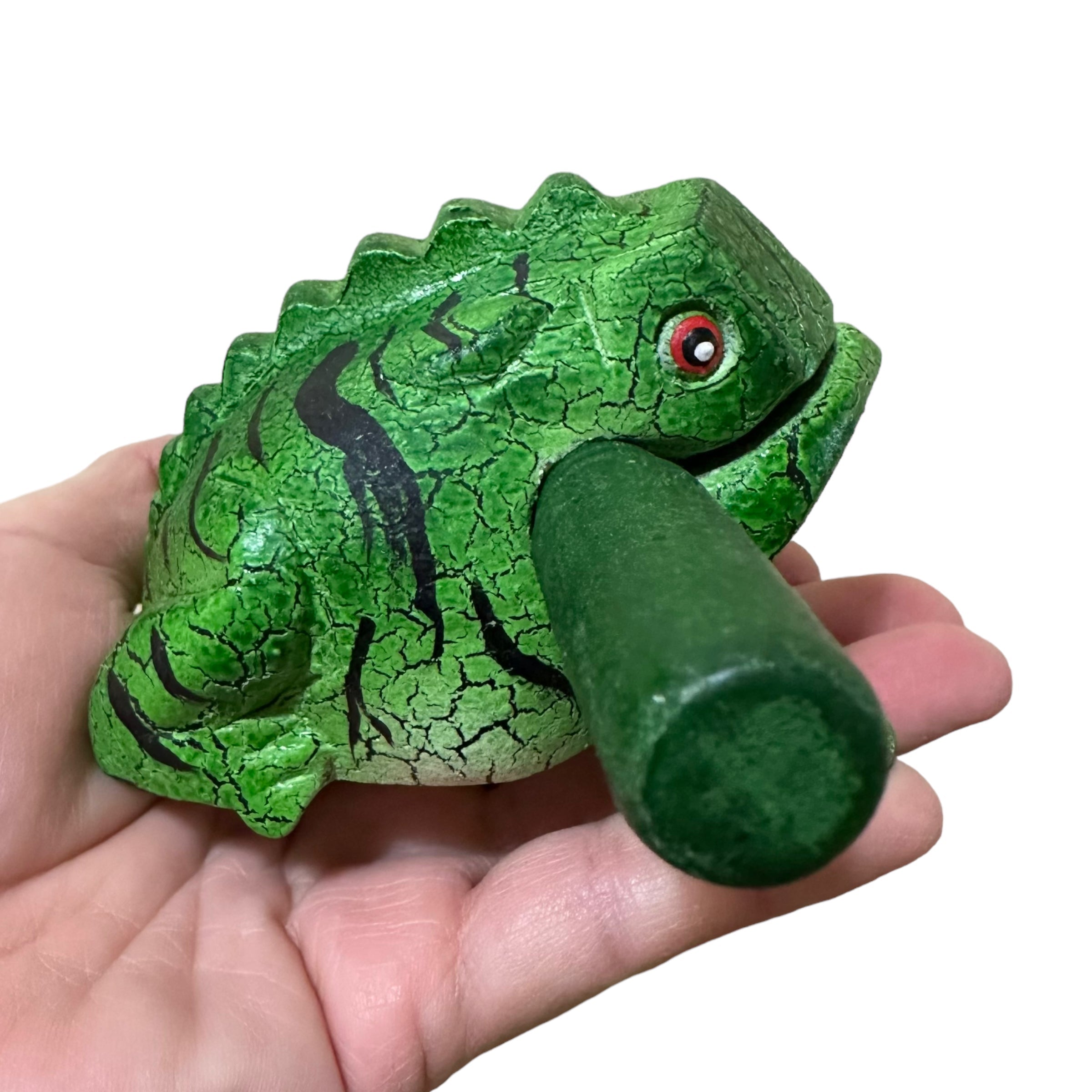 3" Wooden Musical Frog - Forest Design (percussion Instrument)