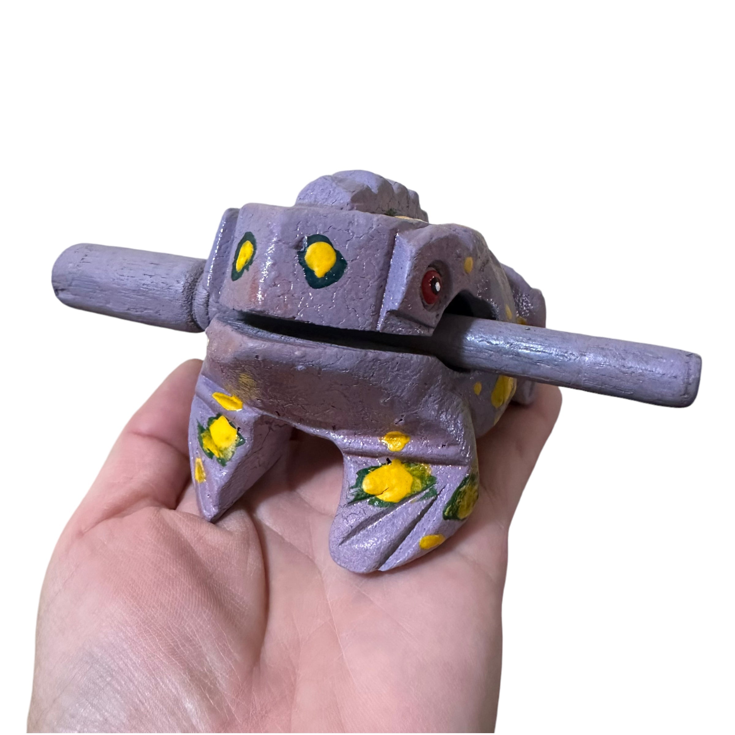 3" Wooden Musical Frog - Lavender Design (percussion Instrument)
