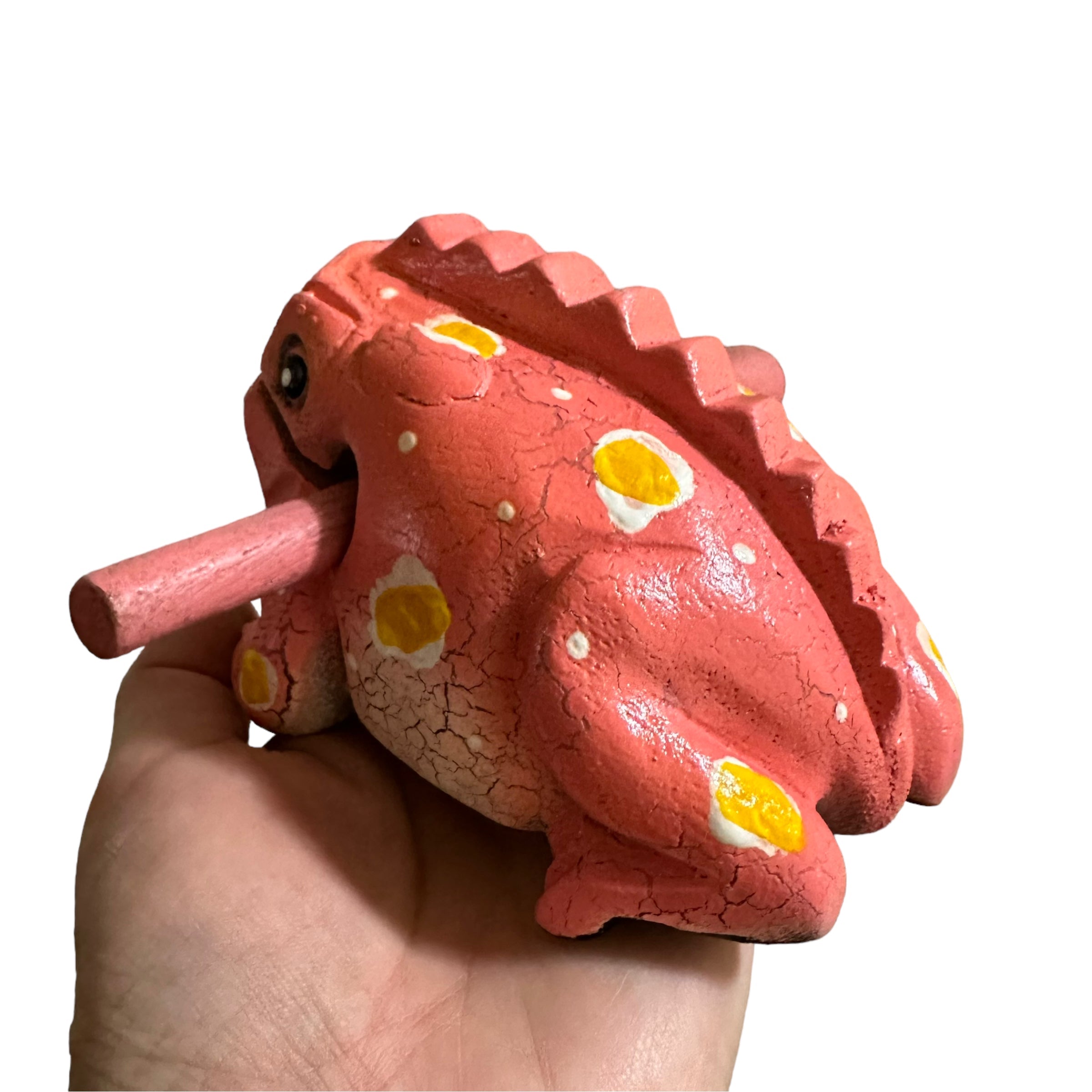 4" Wooden Musical Frog - Peach Design (percussion Instrument)