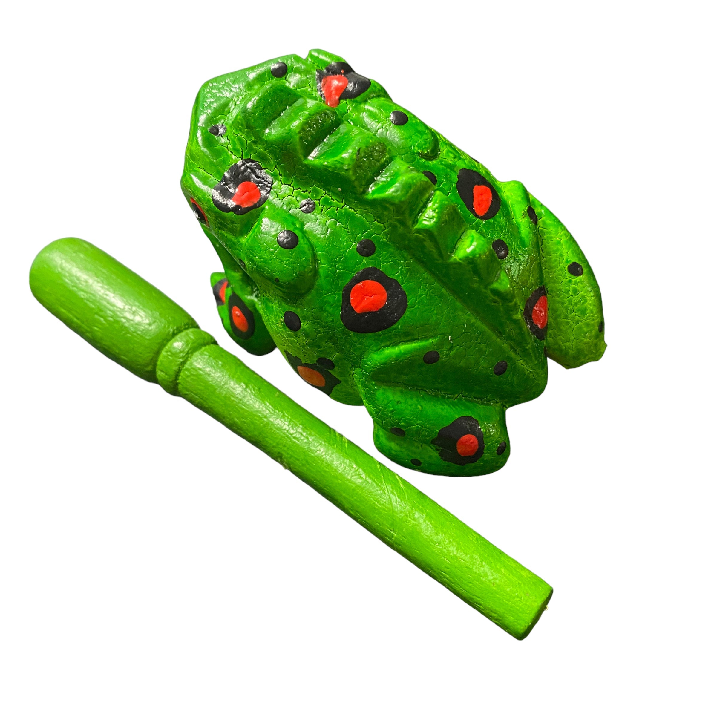 3" Wooden Musical Frog - Fire Design (percussion Instrument)