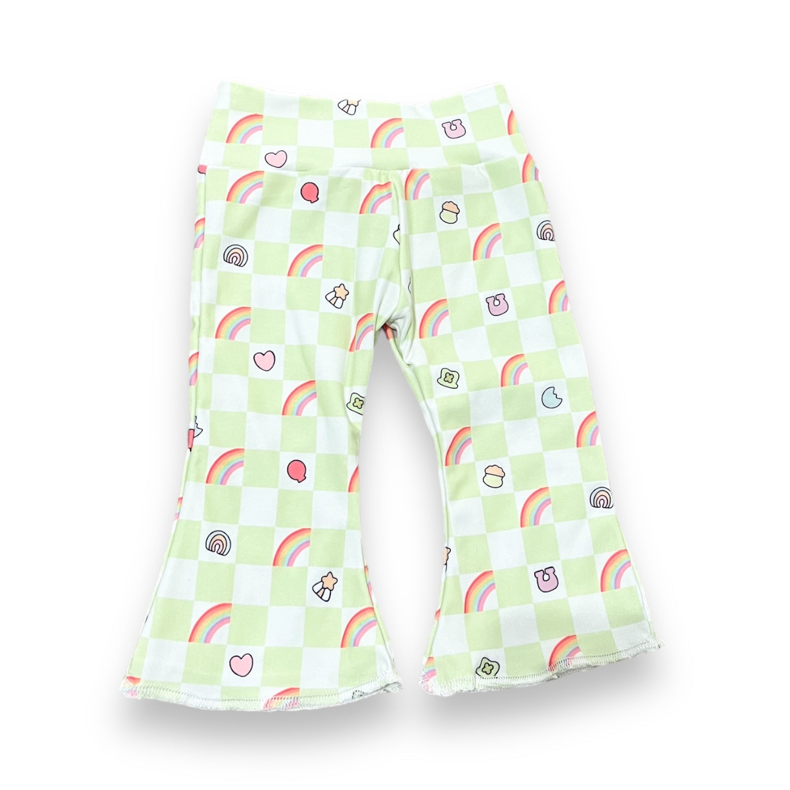 Lucky Charm Checkers St. Patrick's Day Bell Bottoms