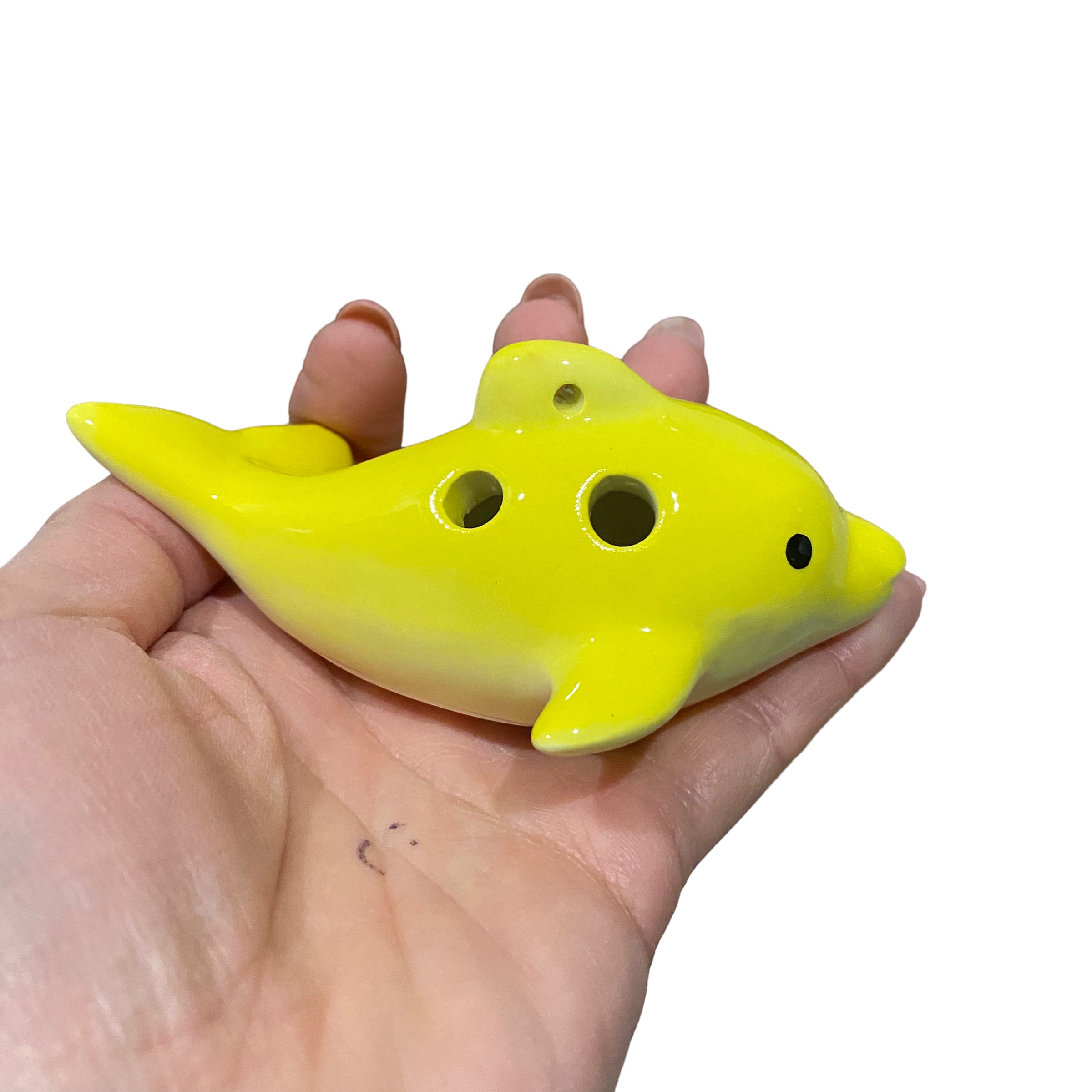 Happy Ceramic Dolphin Ocarina Yellow