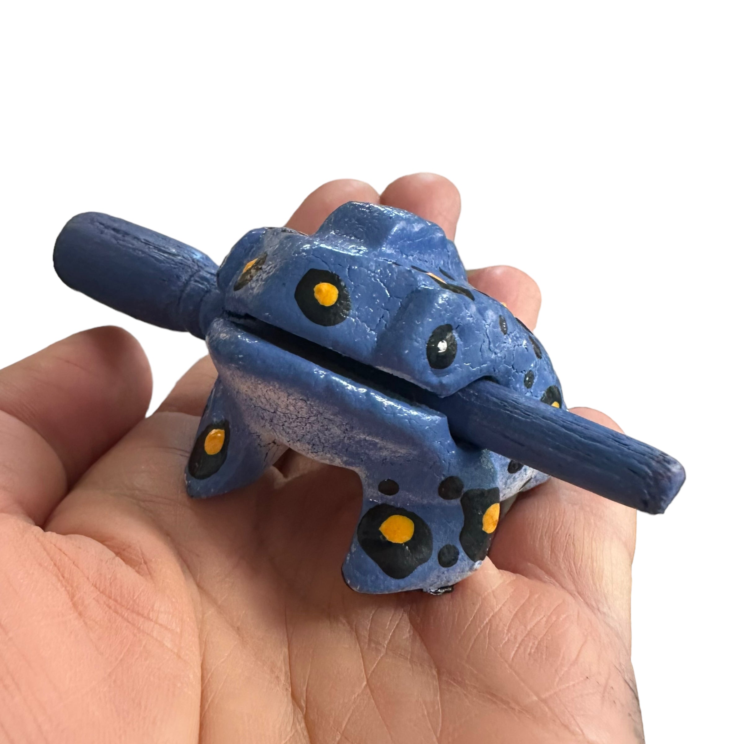 1.5" Wooden Musical Frog - Stone Design (percussion Instrument)
