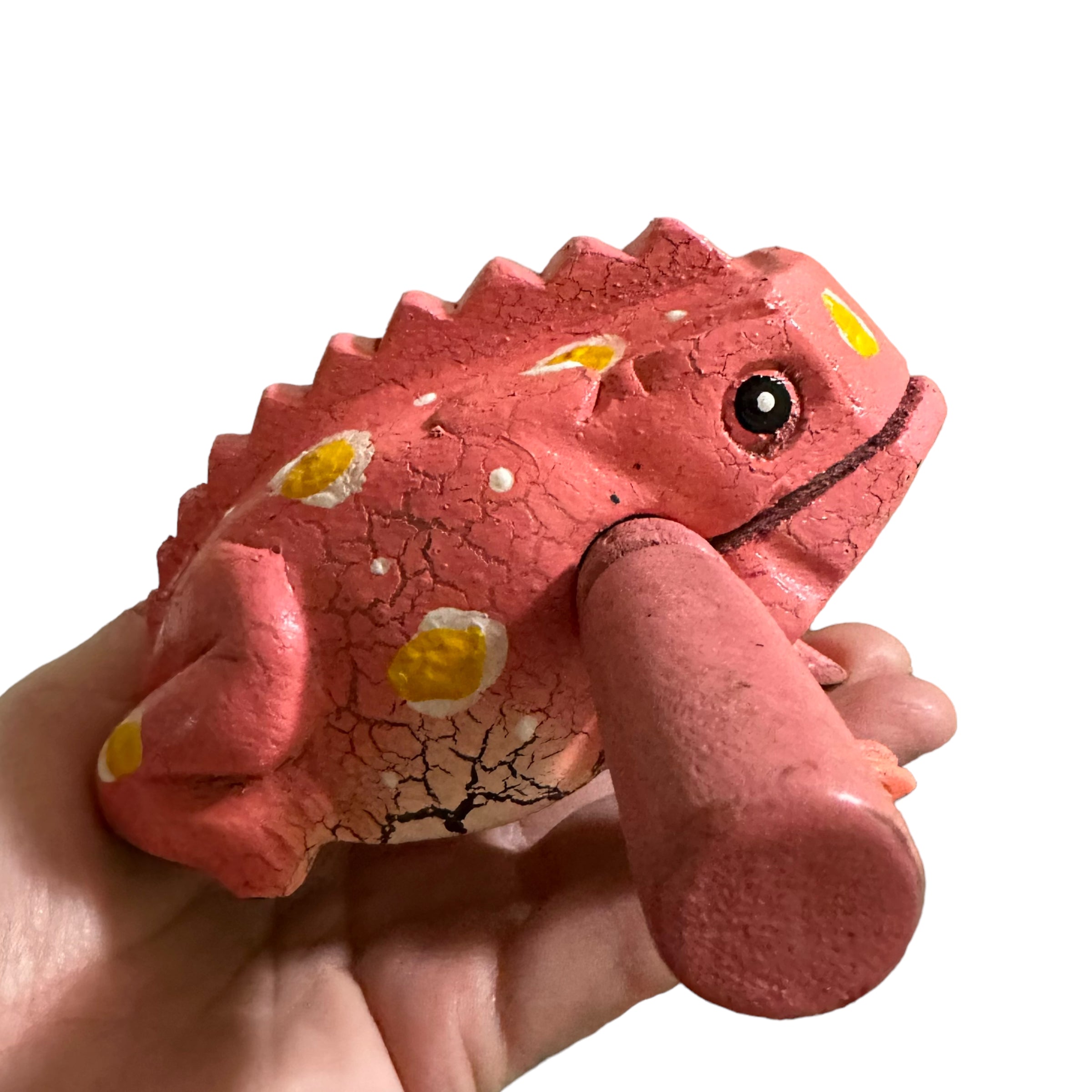 4" Wooden Musical Frog - Peach Design (percussion Instrument)