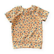 Dainty Floral On Yellow Ribbed Summer Lounge Top