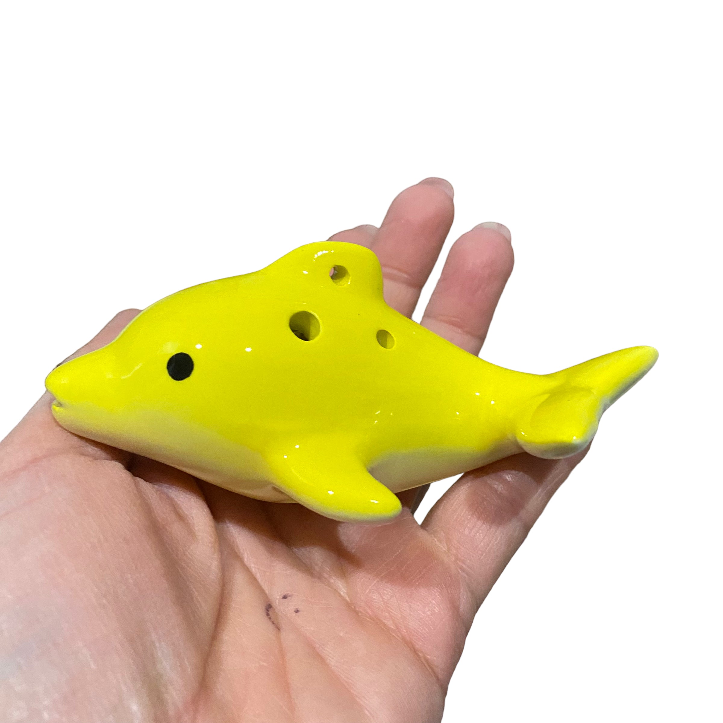 Happy Ceramic Dolphin Ocarina Yellow