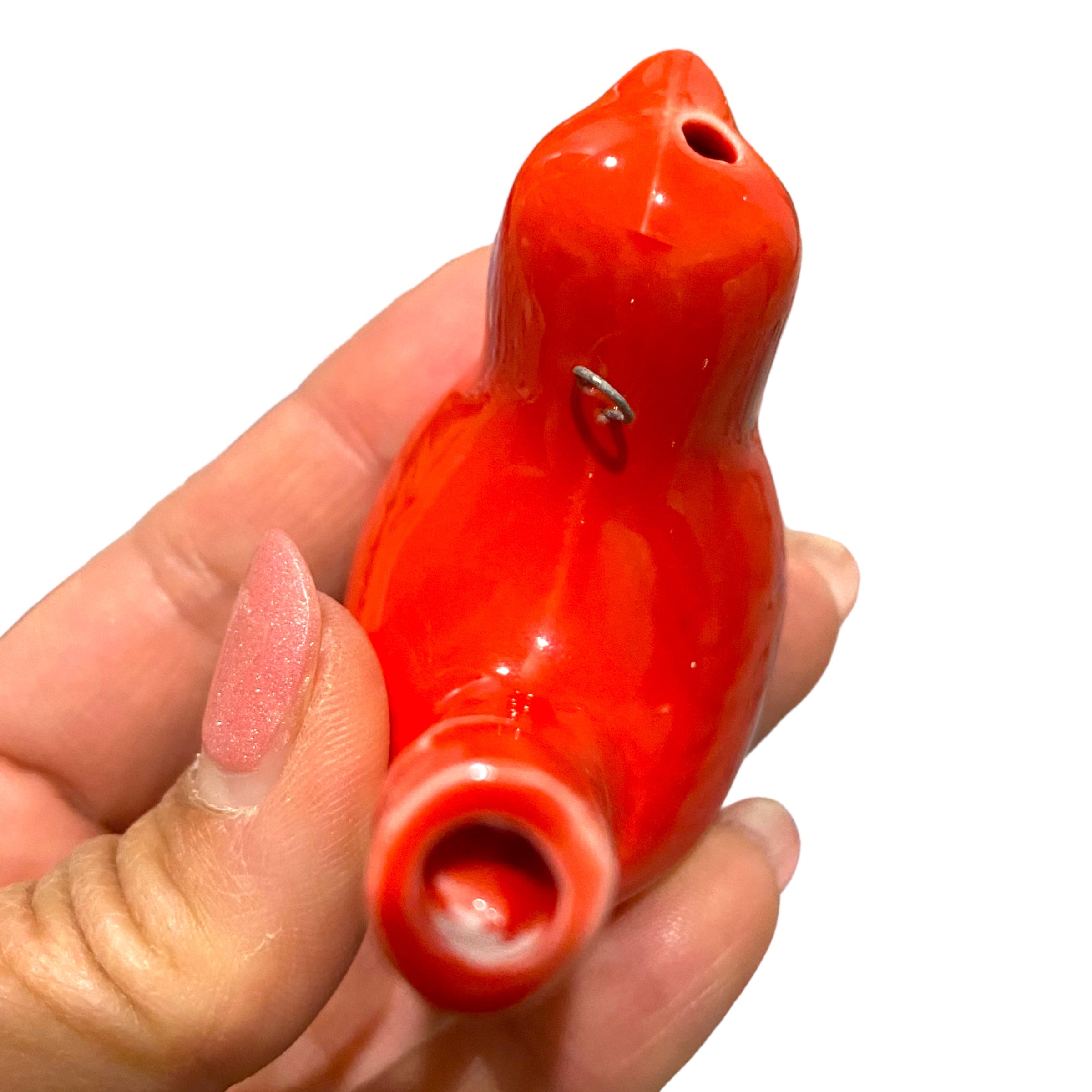 Ceramic Water Whistle Wind Instrument Red Bird