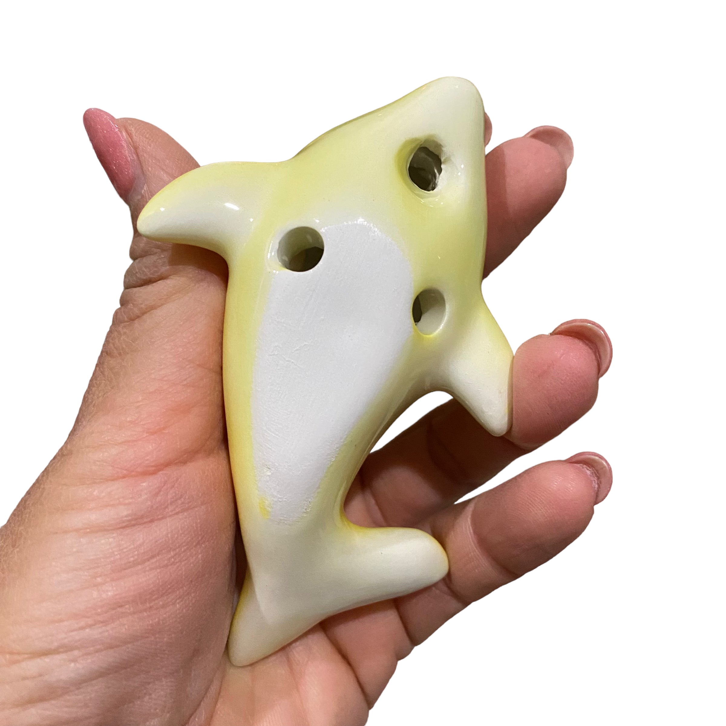 Happy Ceramic Dolphin Ocarina Yellow