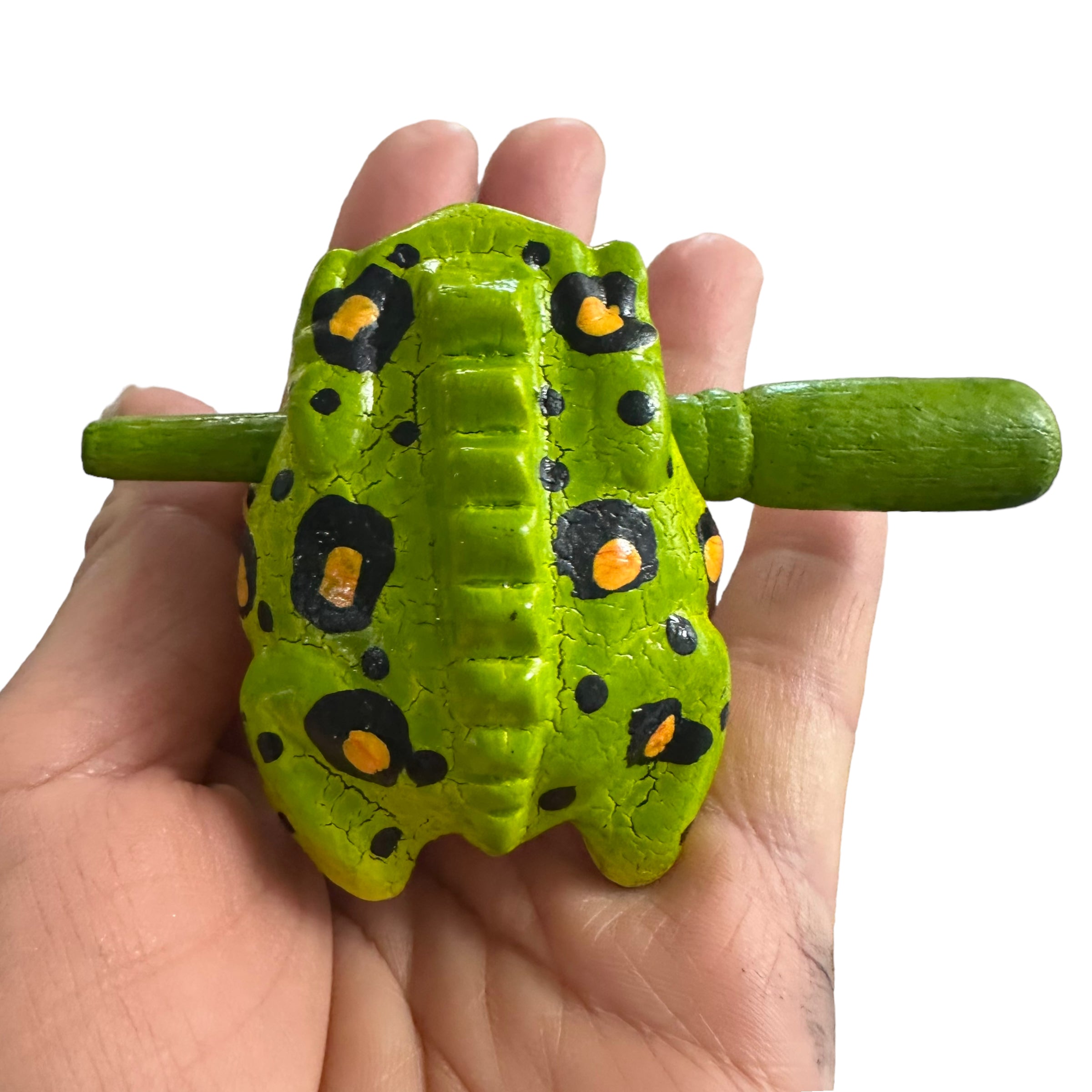 1.5" Wooden Musical Frog - Fern Design (percussion Instrument)