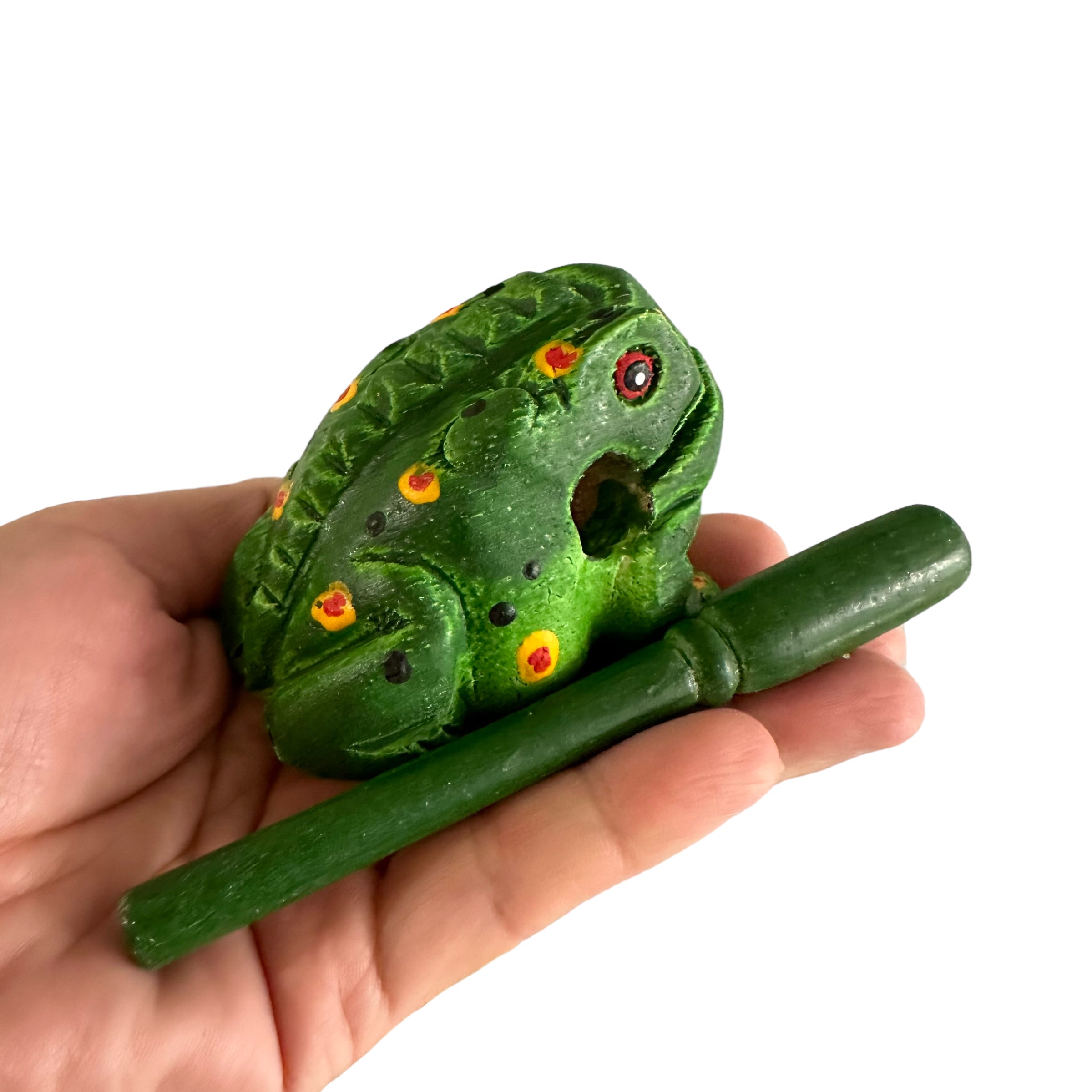 2" Wooden Musical Frog - Green Spring Design (percussion Instrument)