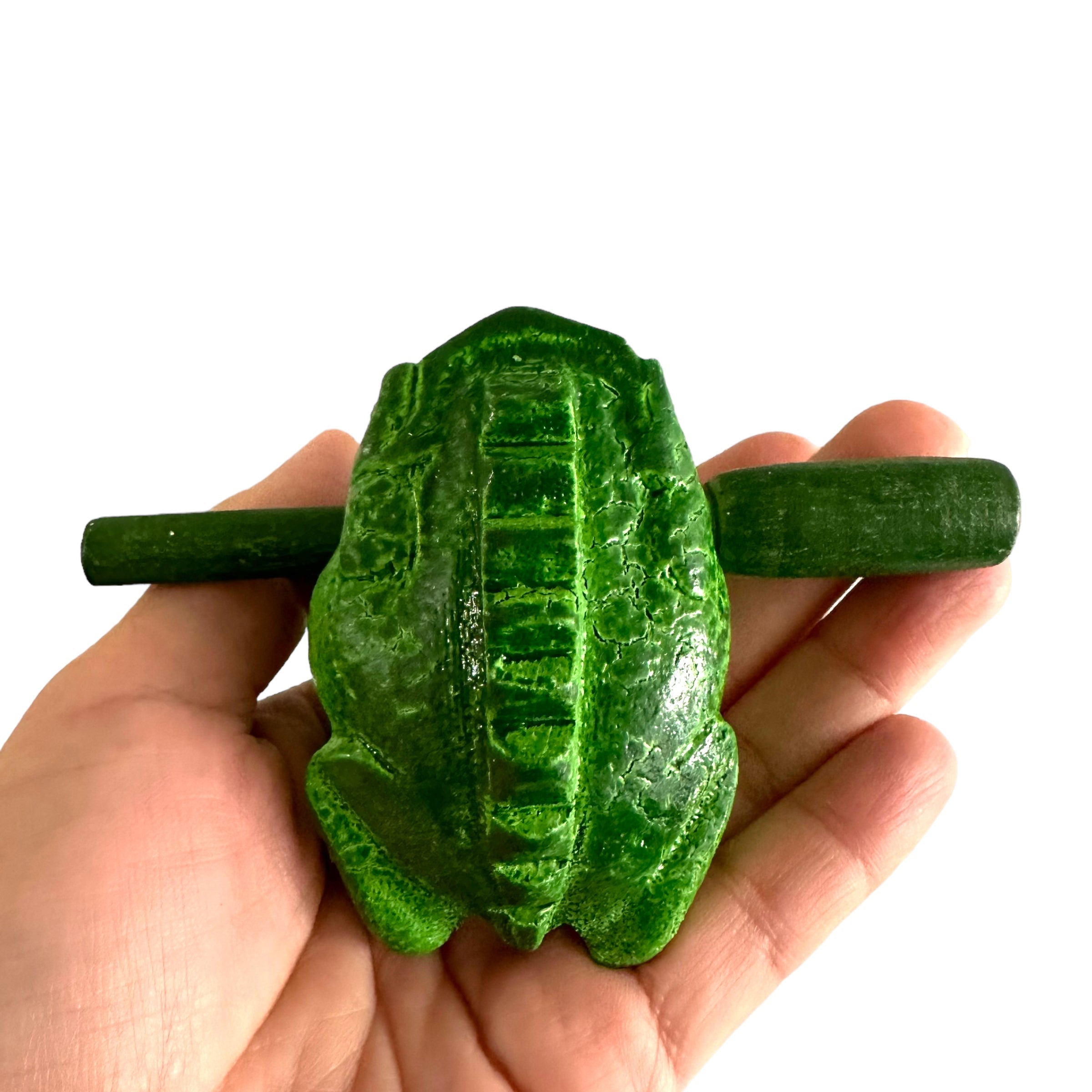 2" Wooden Musical Frog - Green Tree Design (percussion Instrument)