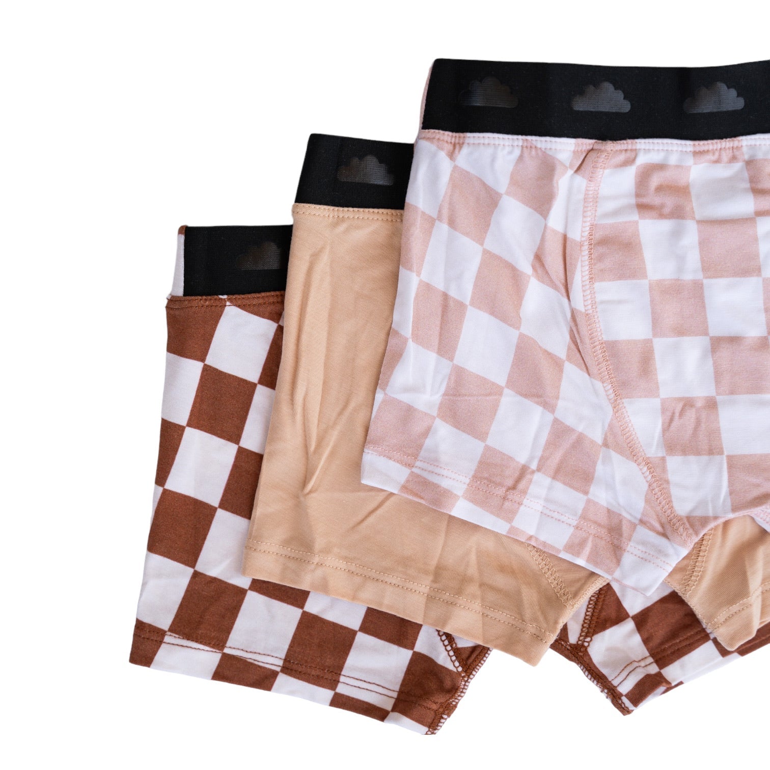 Tan Checkers Dream Boy's Boxer Brief Set