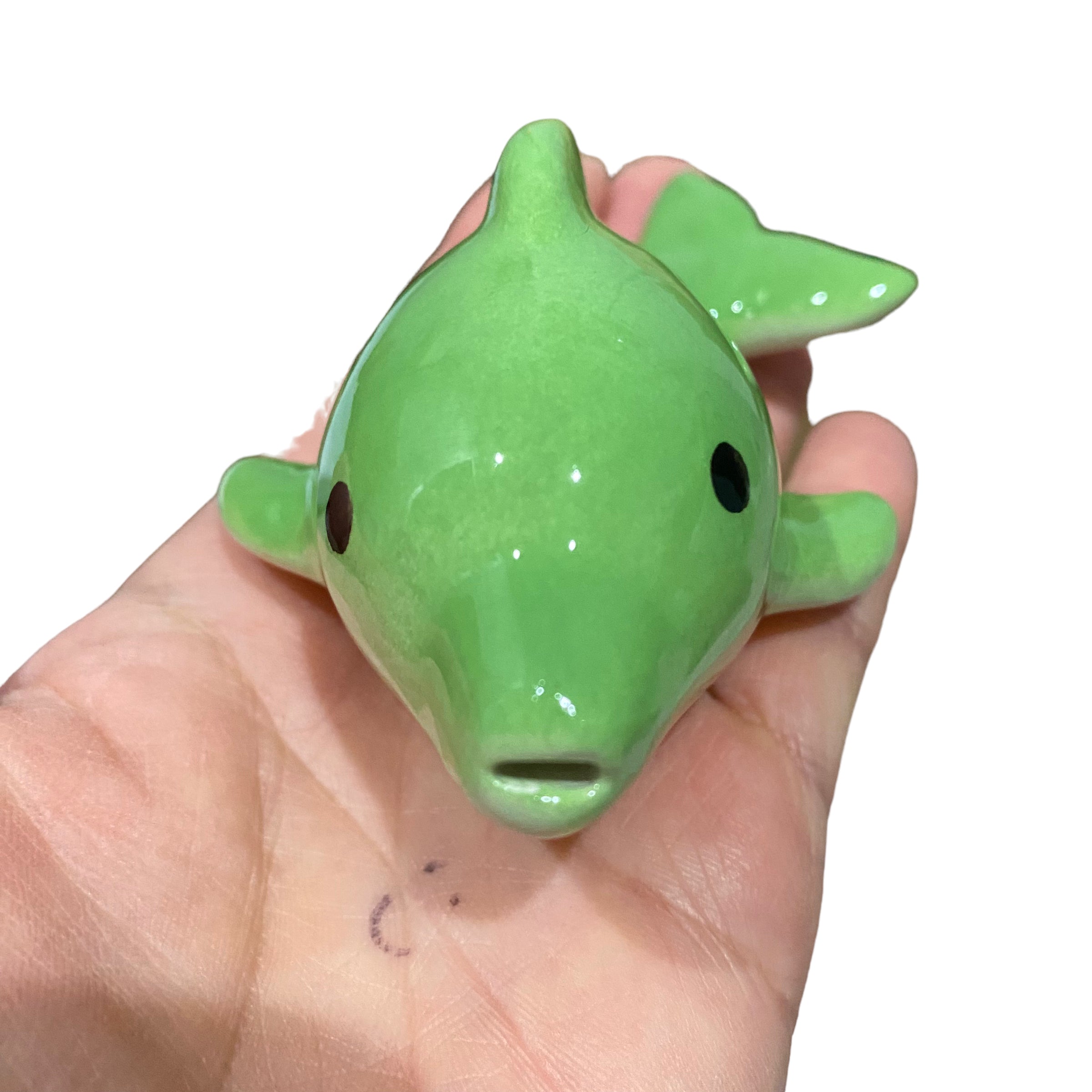 Happy Ceramic Dolphin Ocarina Green