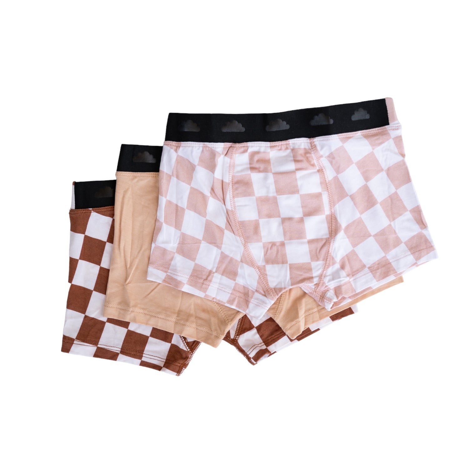 Tan Checkers Dream Boy's Boxer Brief Set