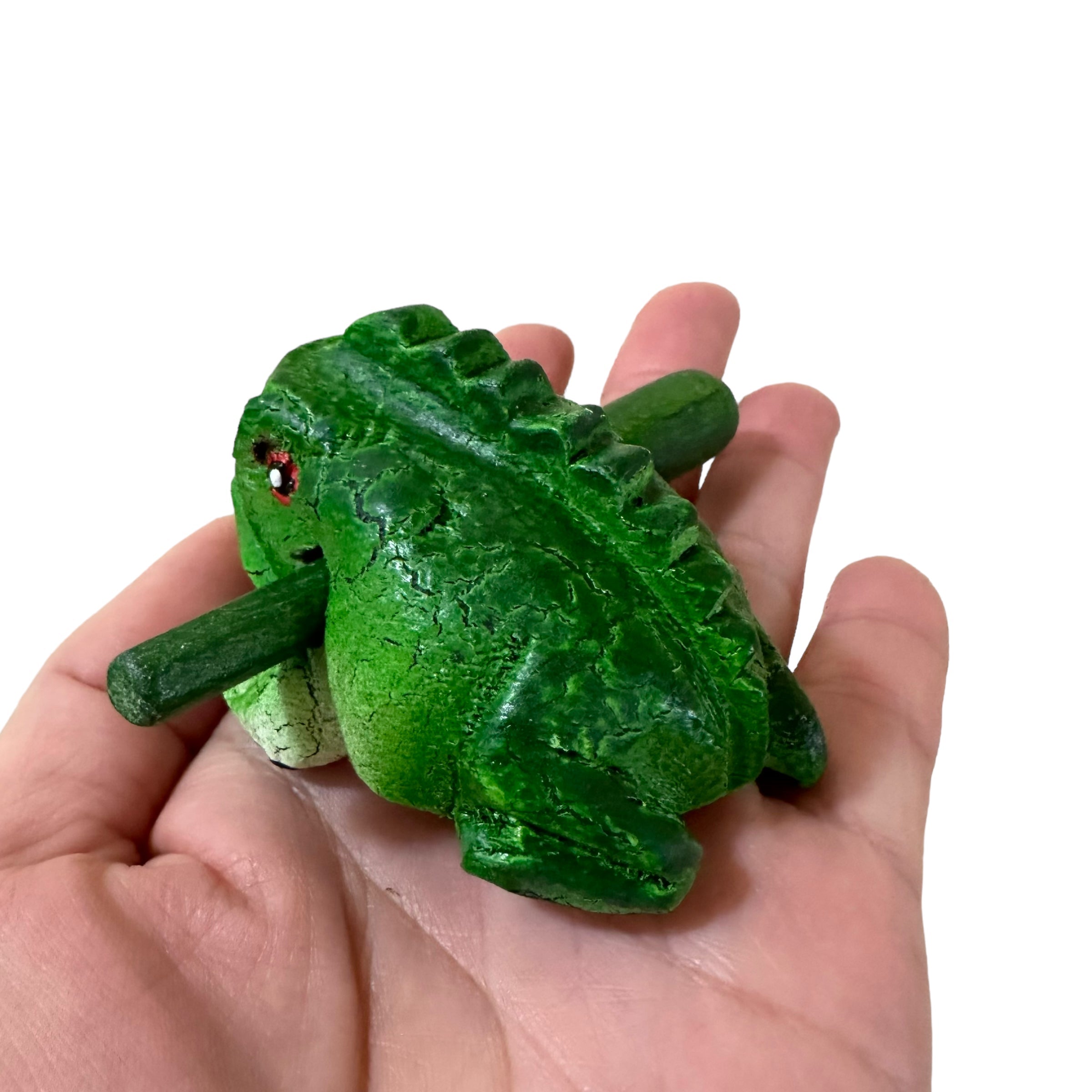 1.5" Wooden Musical Frog - Green Tree Design (percussion Instrument)