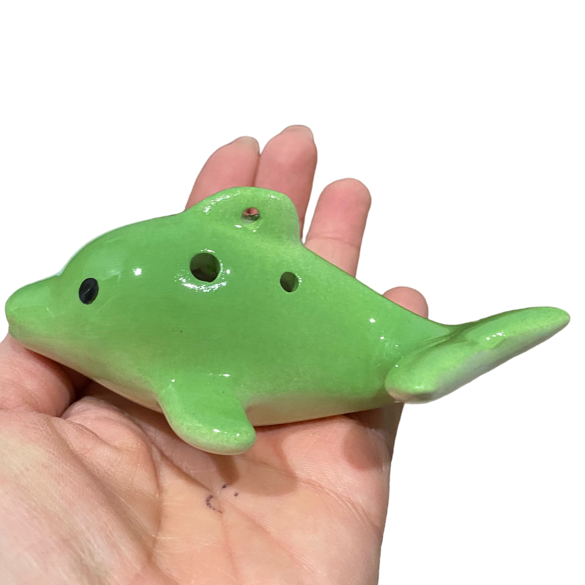 Happy Ceramic Dolphin Ocarina Green