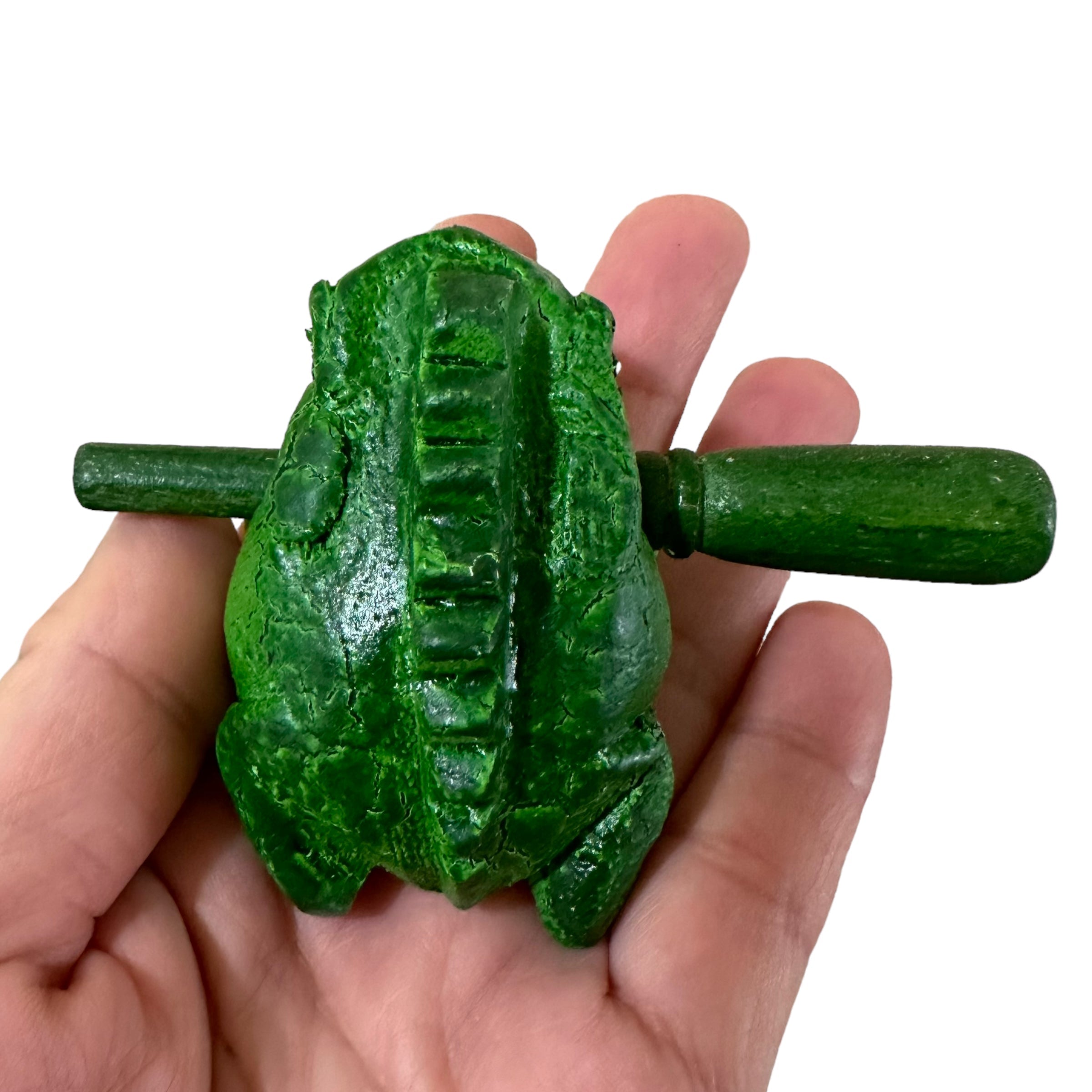 1.5" Wooden Musical Frog - Green Tree Design (percussion Instrument)