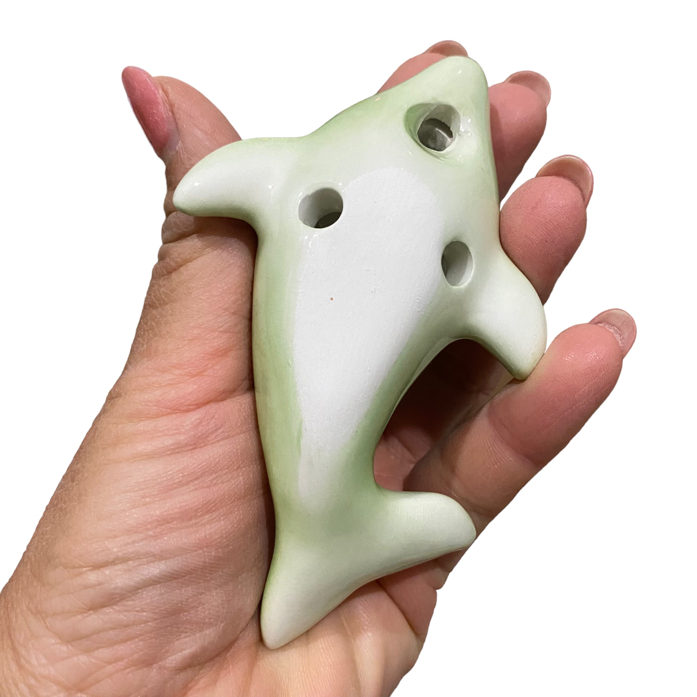 Happy Ceramic Dolphin Ocarina Green