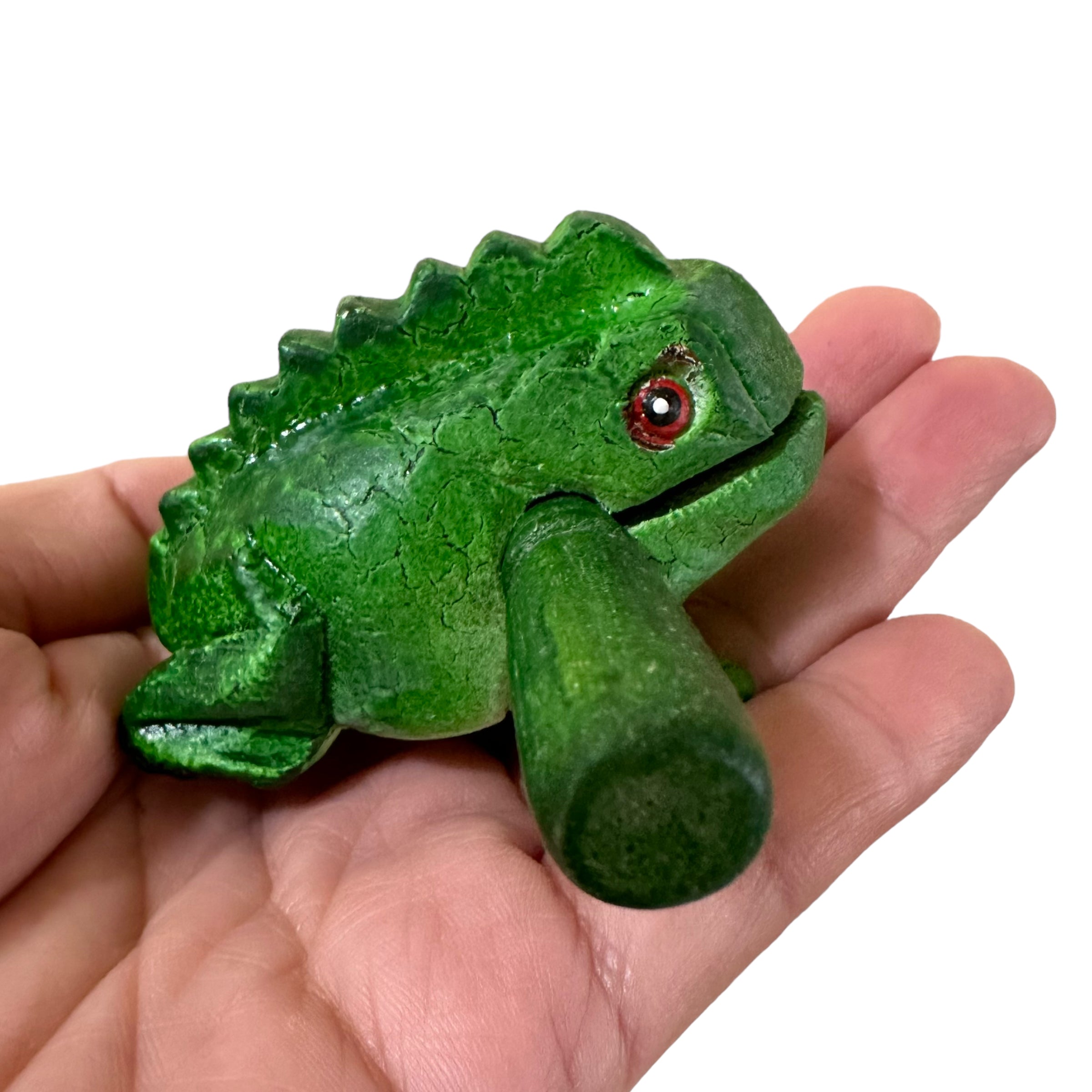 1.5" Wooden Musical Frog - Green Tree Design (percussion Instrument)