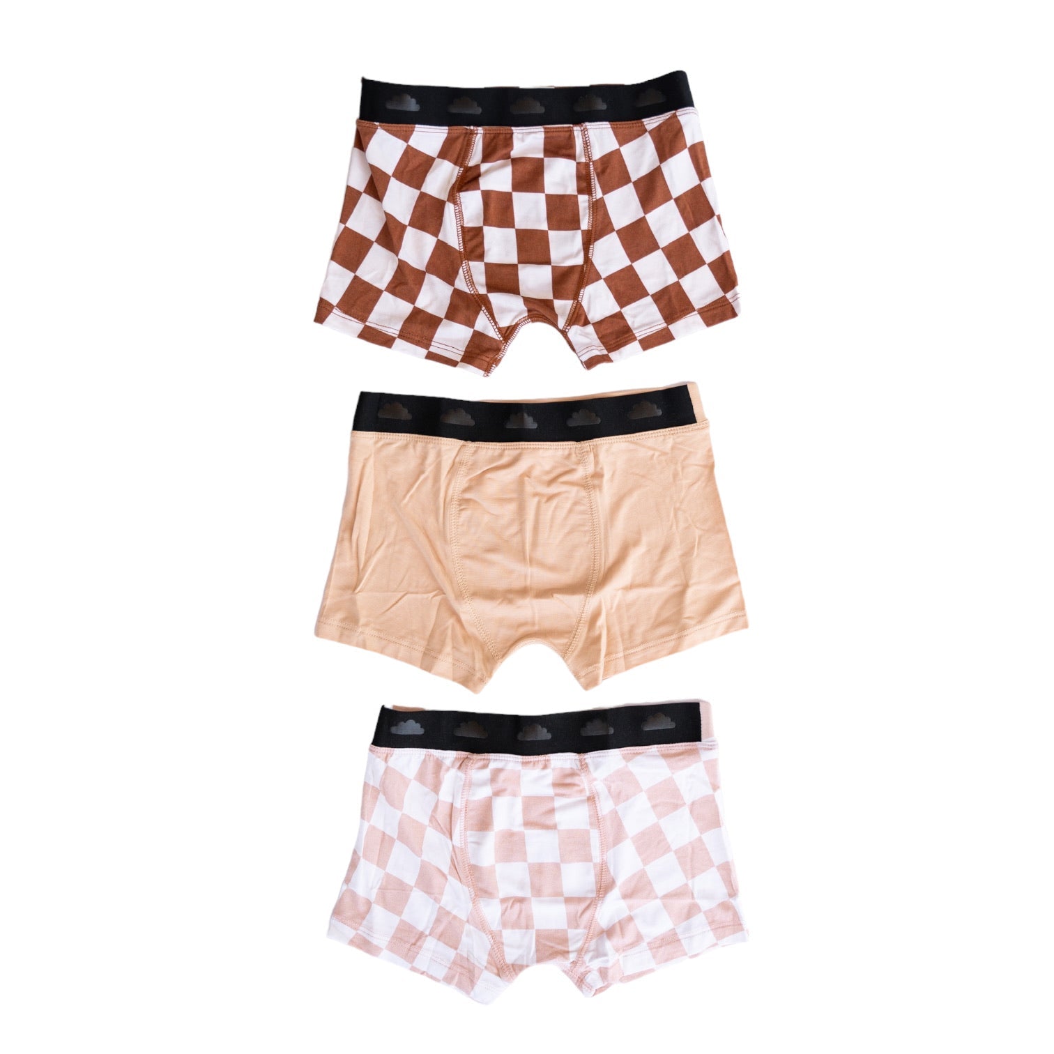 Tan Checkers Dream Boy's Boxer Brief Set