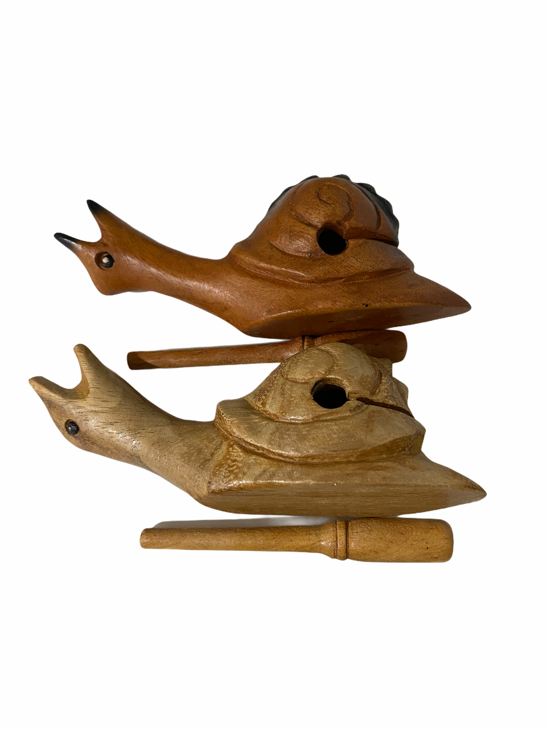 Dark Stained Wooden Musical Snail Percussion Instrument
