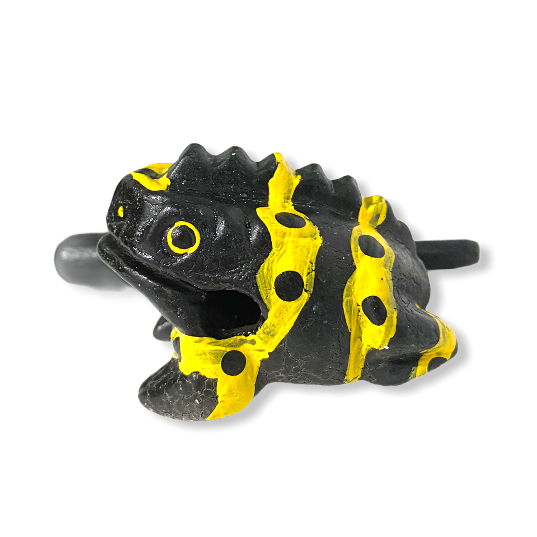 1.5" Wooden Musical Frog - Yellow Dart Design (percussion Instrument)