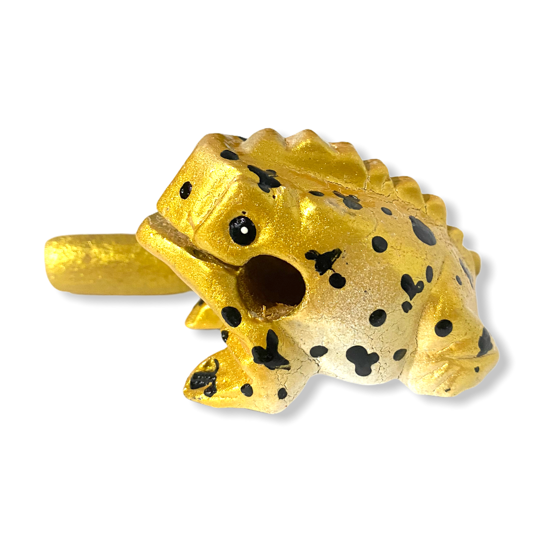 3" Wooden Musical Frog - Egyptian Golden Design (percussion Instrument)