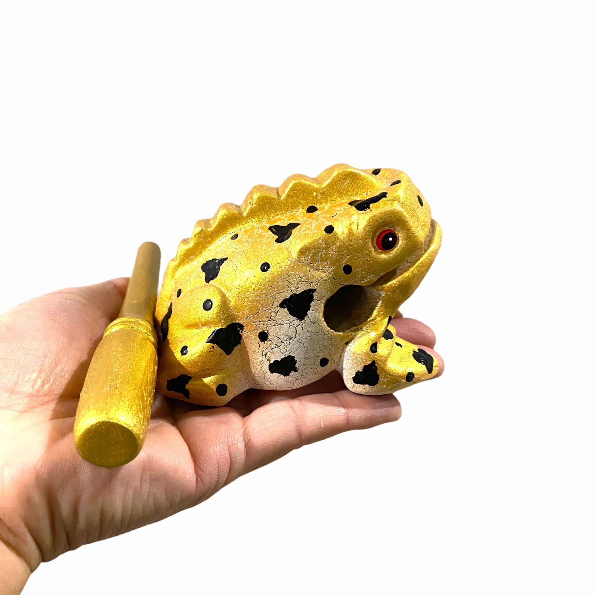 3" Wooden Musical Frog - Egyptian Golden Design (percussion Instrument)